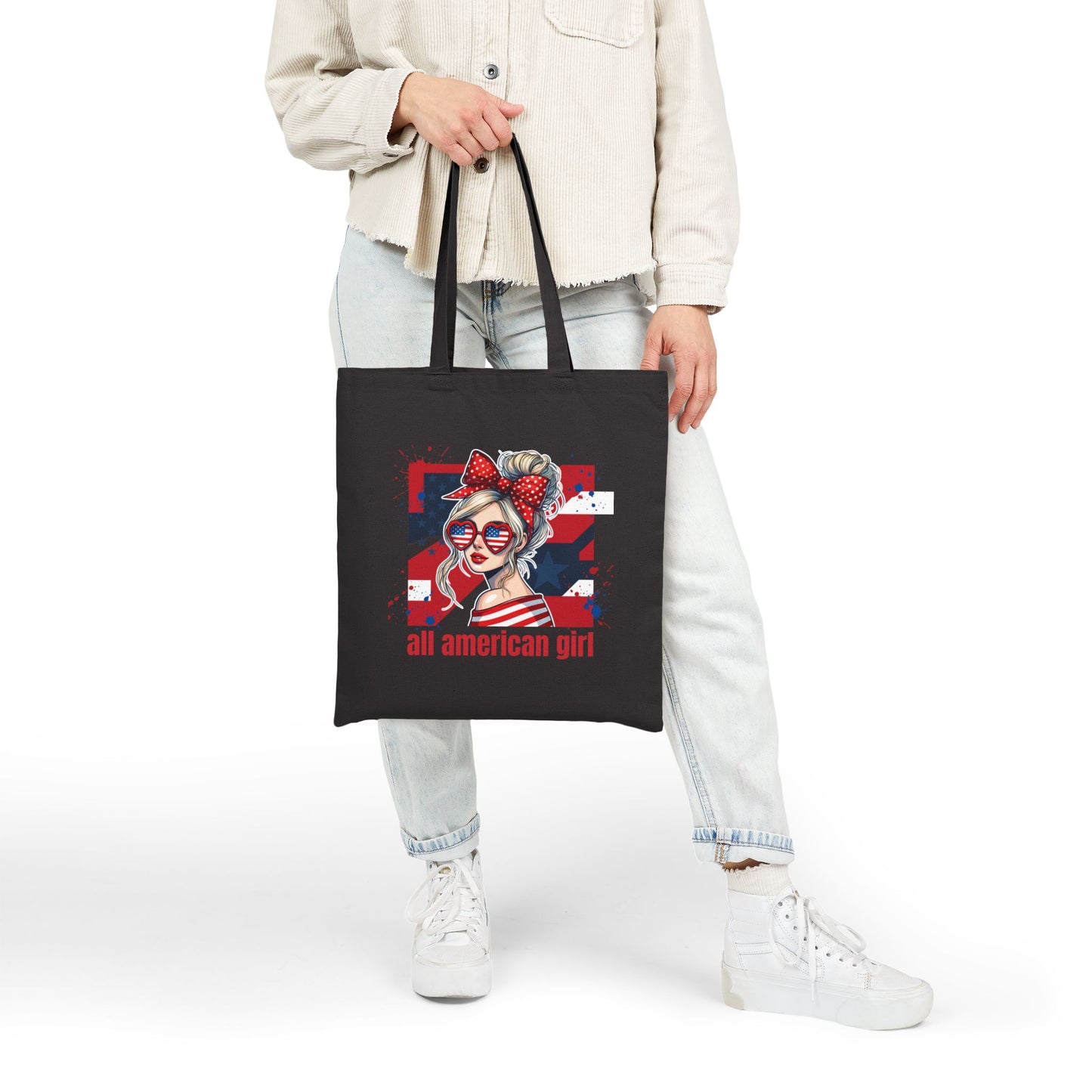 #250 All American Girl Patriotic Canvas Tote Bag