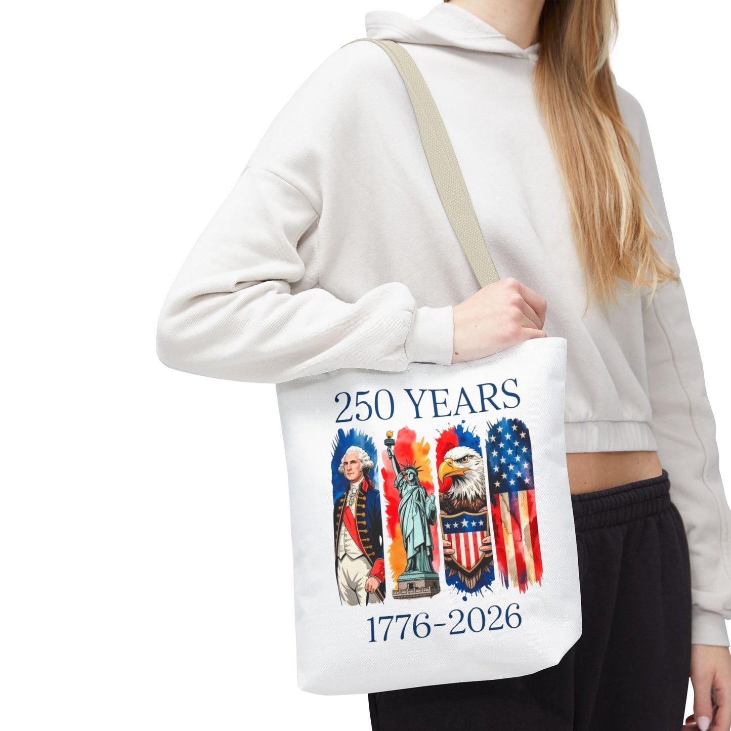 #250 250 Years American History Celebration 1776–2026 Patriotic Tote Bag