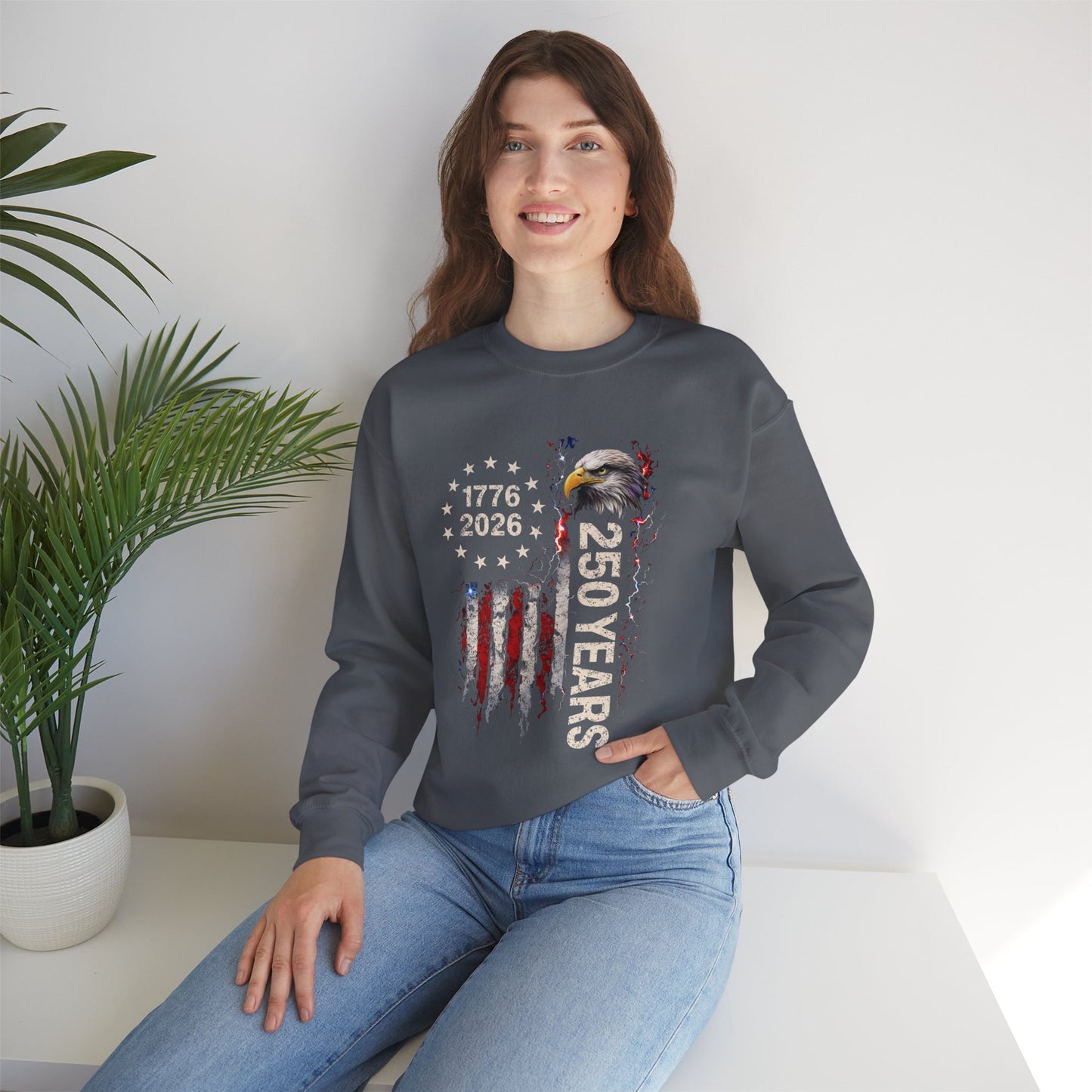 #250 1776-2026 250 Years USA Bicentennial Eagle Crewneck Sweatshirt
