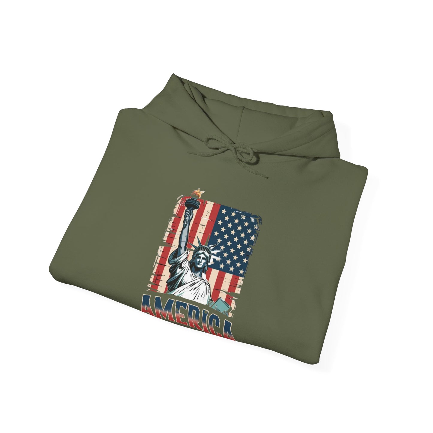 #250 Statue of Liberty American Flag 'America' Patriotic Independence Day Hoodie