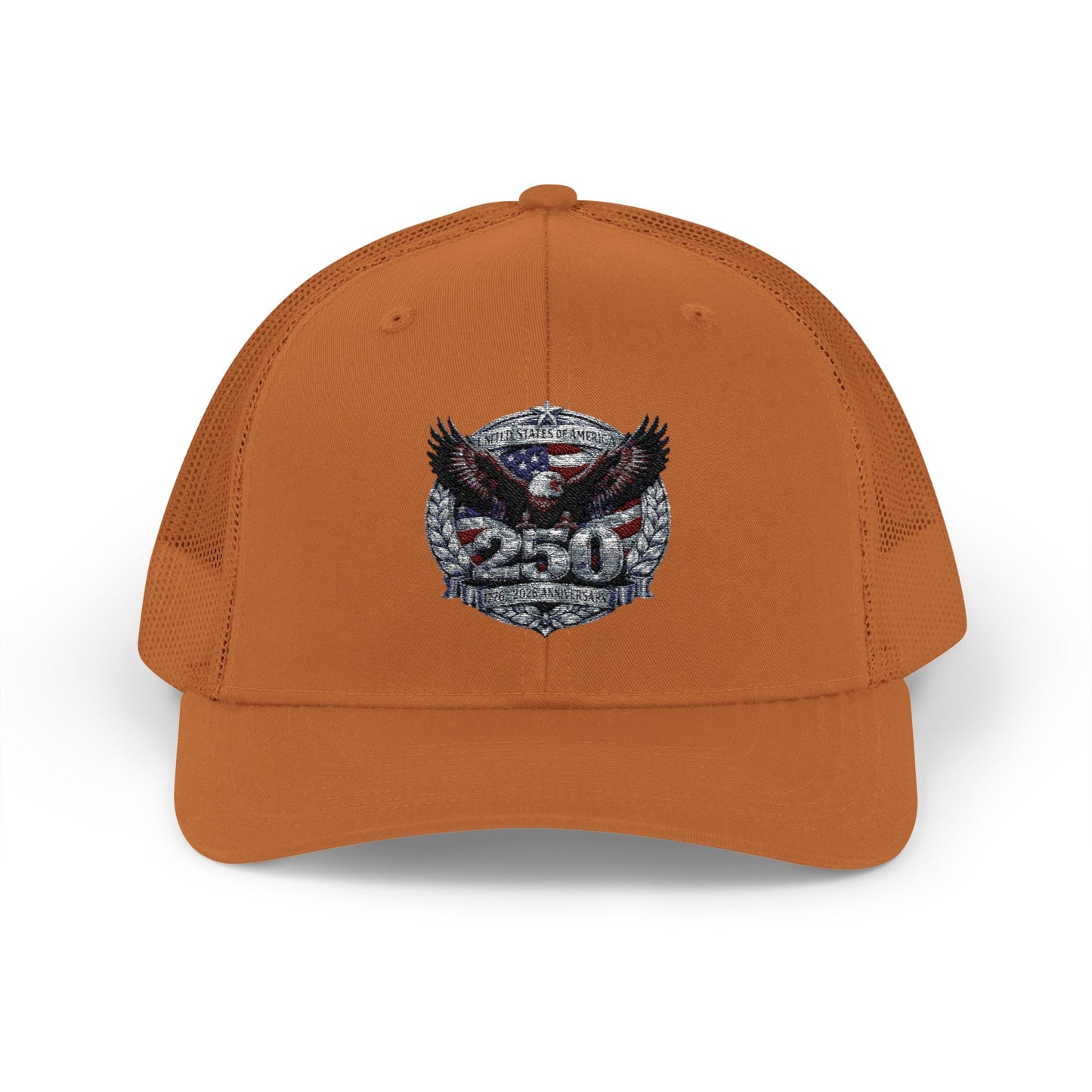 #250 Patriotic Bald Eagle 250 United States Emblem Snapback Trucker Cap