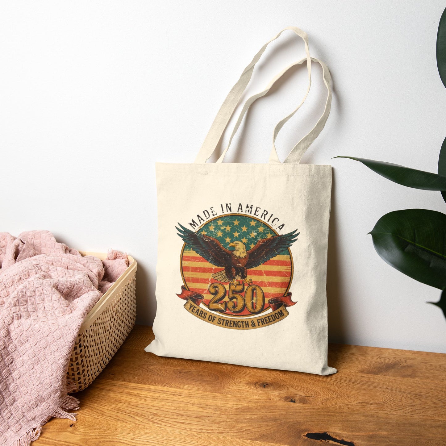 #250 Made in America Eagle 250th Anniversary Patriotic Canvas Tote