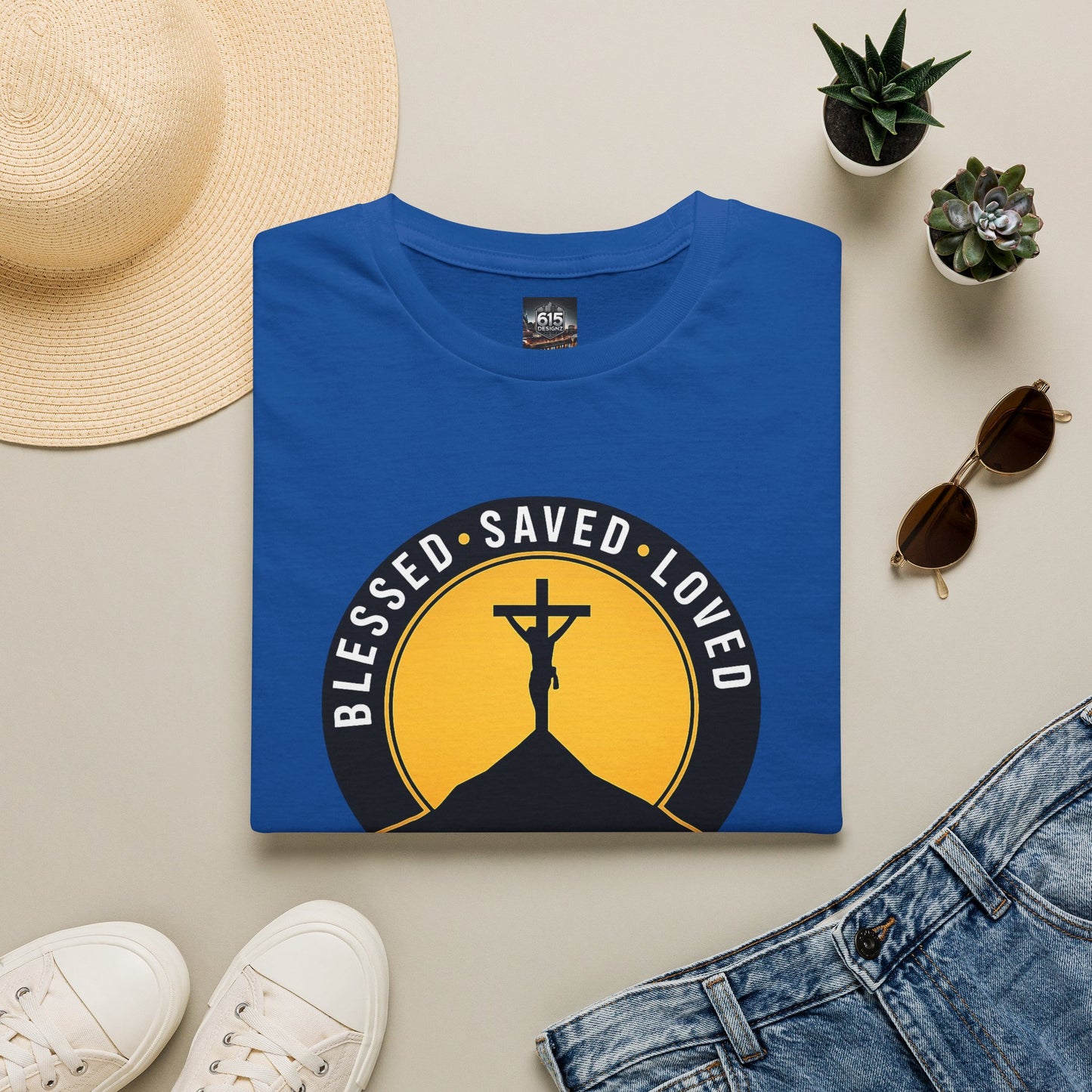 Blessed • Saved • Loved by Jesus T-Shirt — Christian Faith Tee