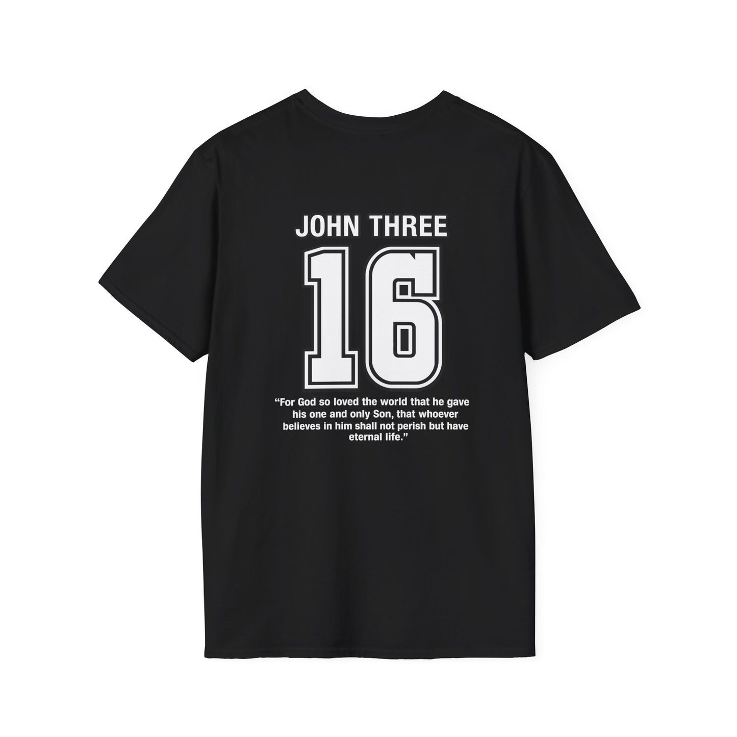 John Three 16 Chest and Back Jersey Print with Scripture Tee