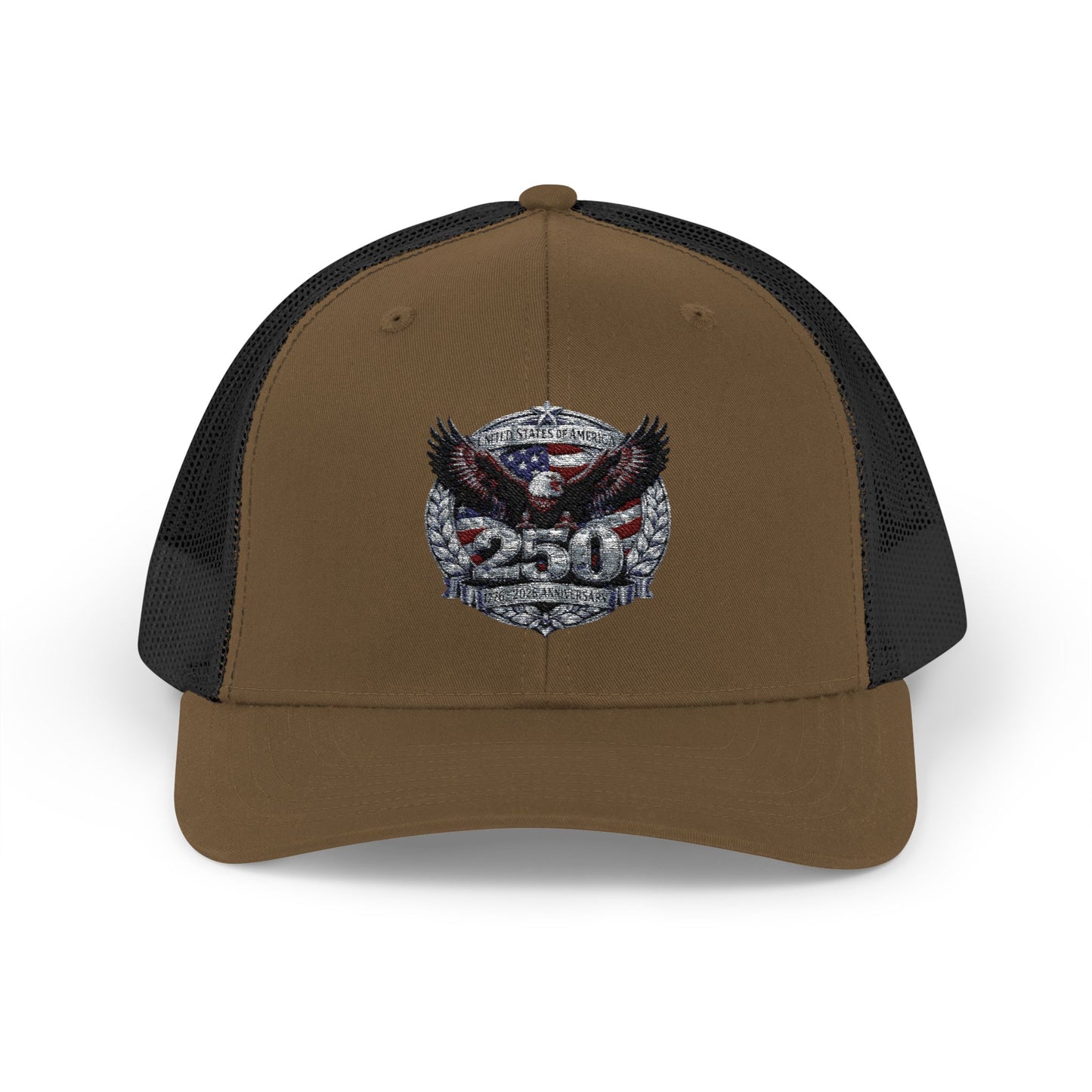 #250 Patriotic Bald Eagle 250 United States Emblem Snapback Trucker Cap