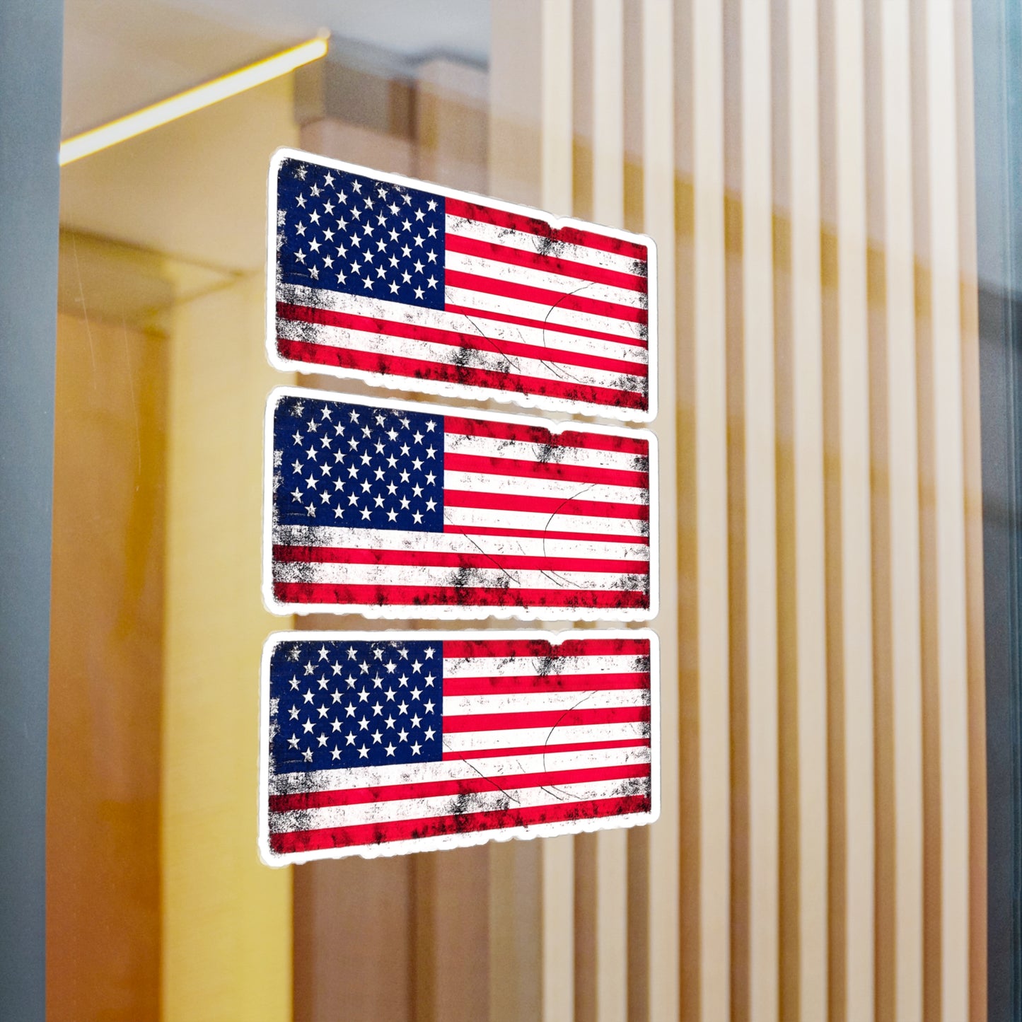 #250 Distressed American Flag Vinyl Decal — Kiss-Cut USA Sticker