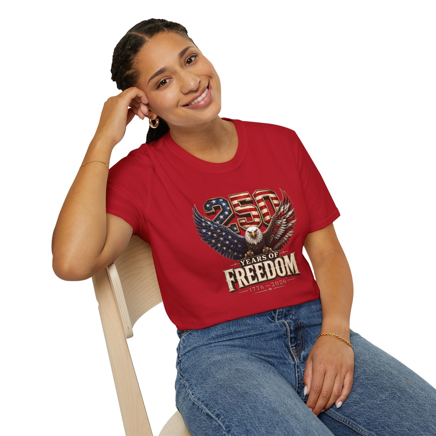 #250 250 Years of Freedom Eagle Patriotic American Flag Anniversary (1776–2026) T-Shirt