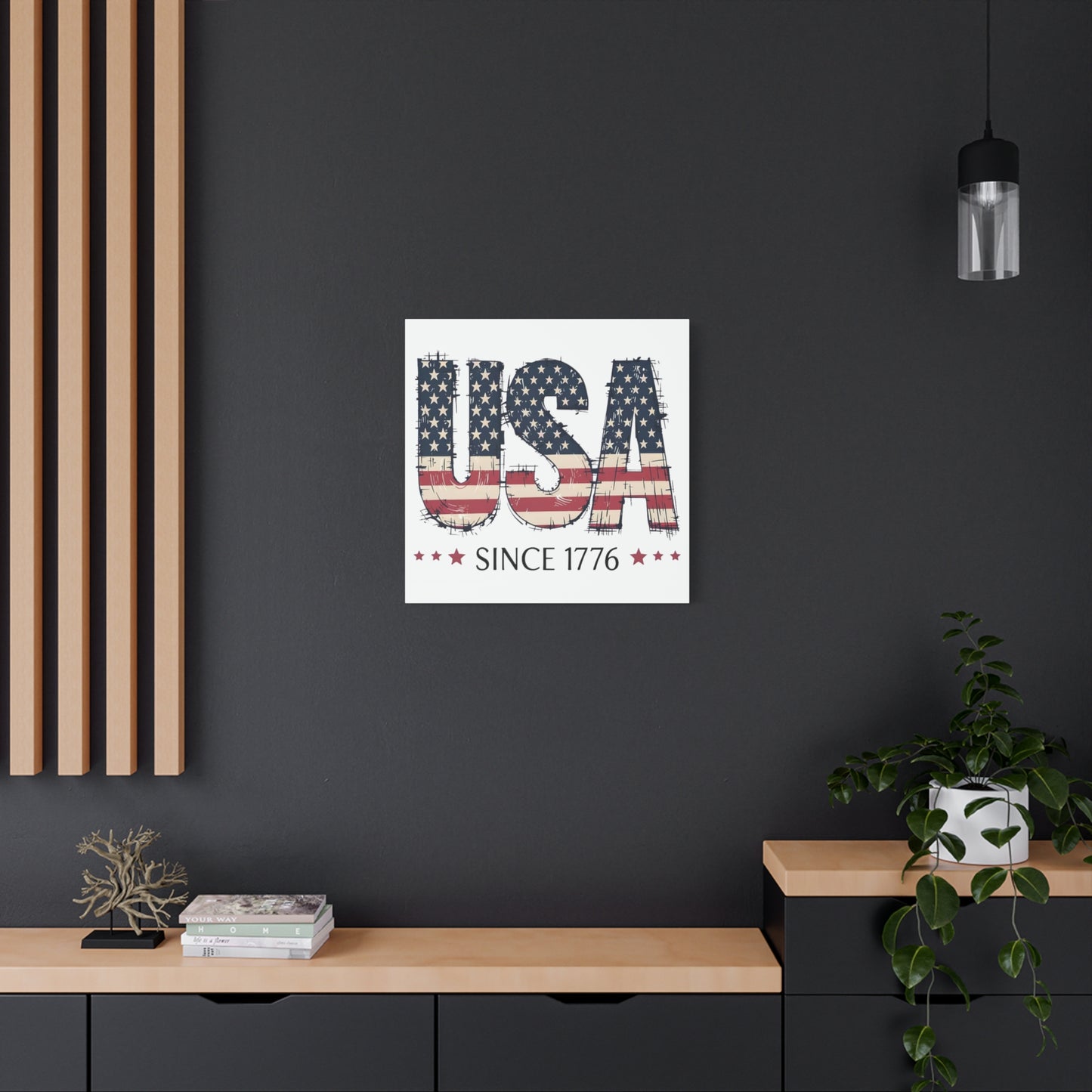 #250 USA Flag "USA Since 1776" Patriotic Matte Canvas Wall Art