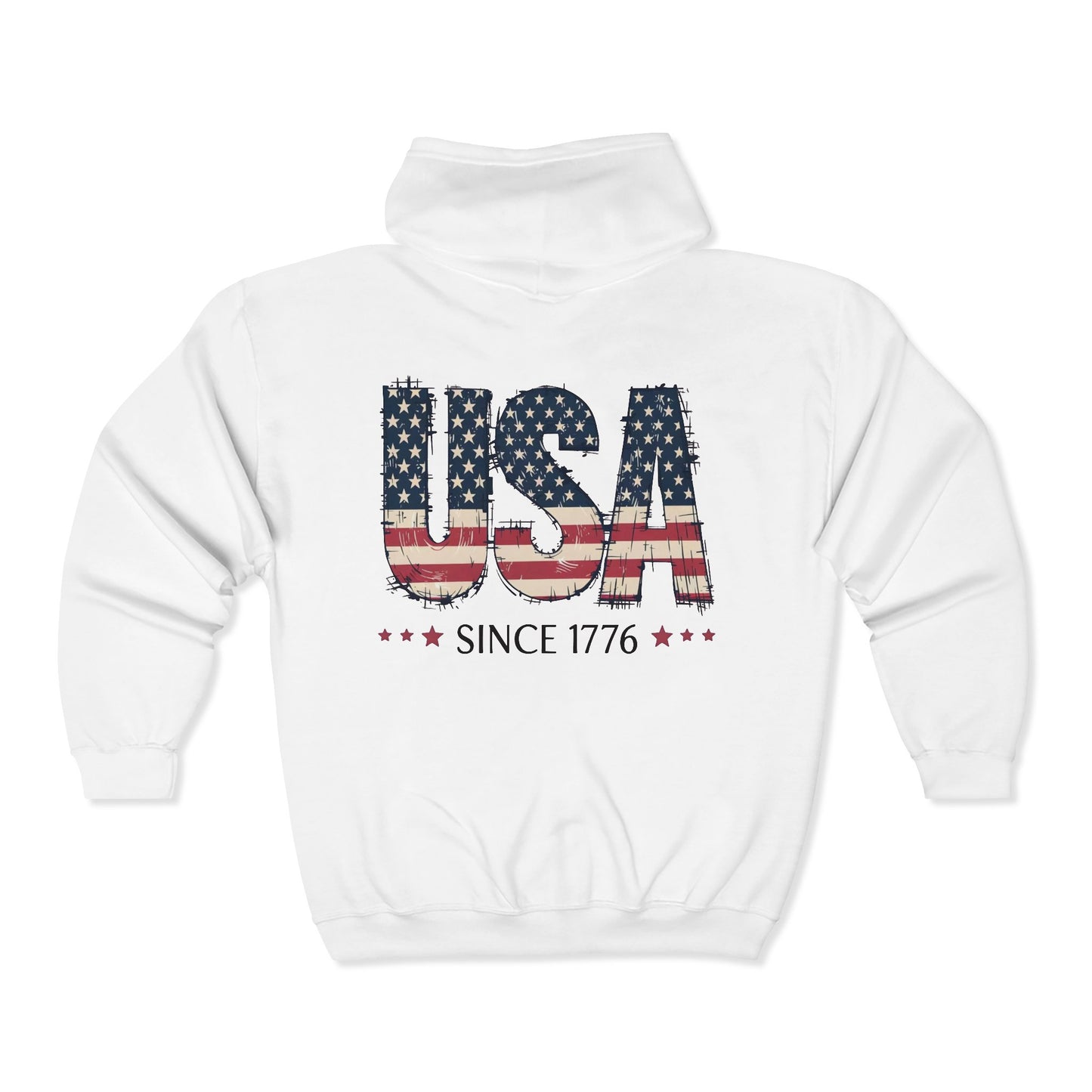 #250 USA Flag "USA Since 1776" Patriotic Zip Hoodie