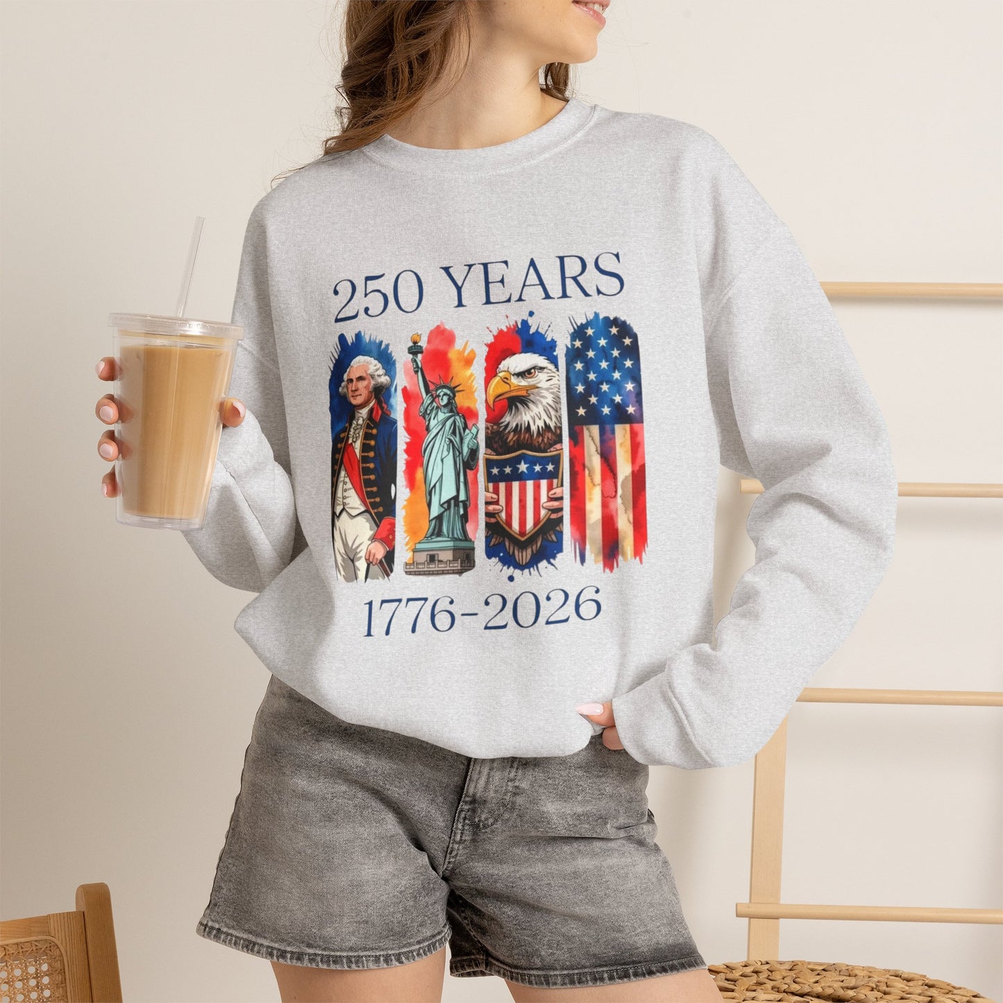 #250 250 Years American History Celebration 1776–2026 Patriotic Crewneck Sweatshirt