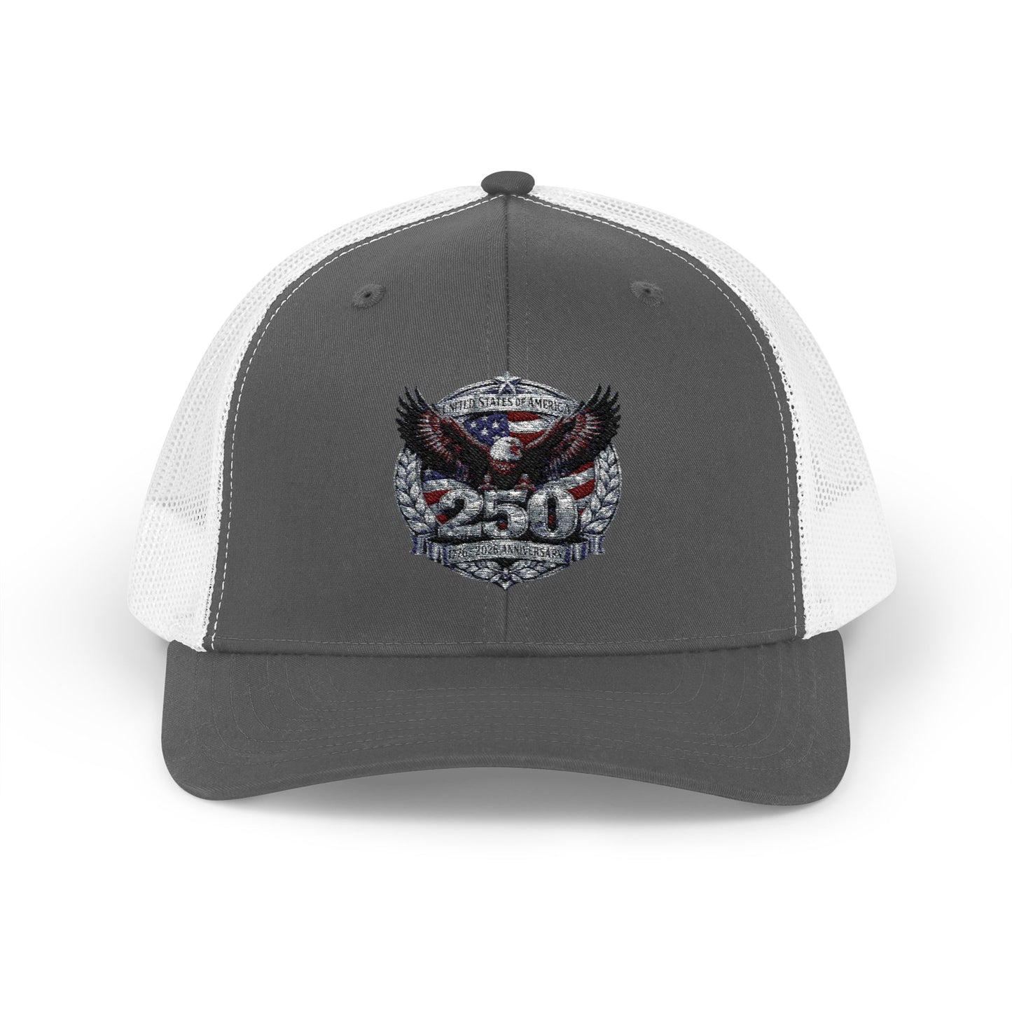 #250 Patriotic Bald Eagle 250 United States Emblem Snapback Trucker Cap
