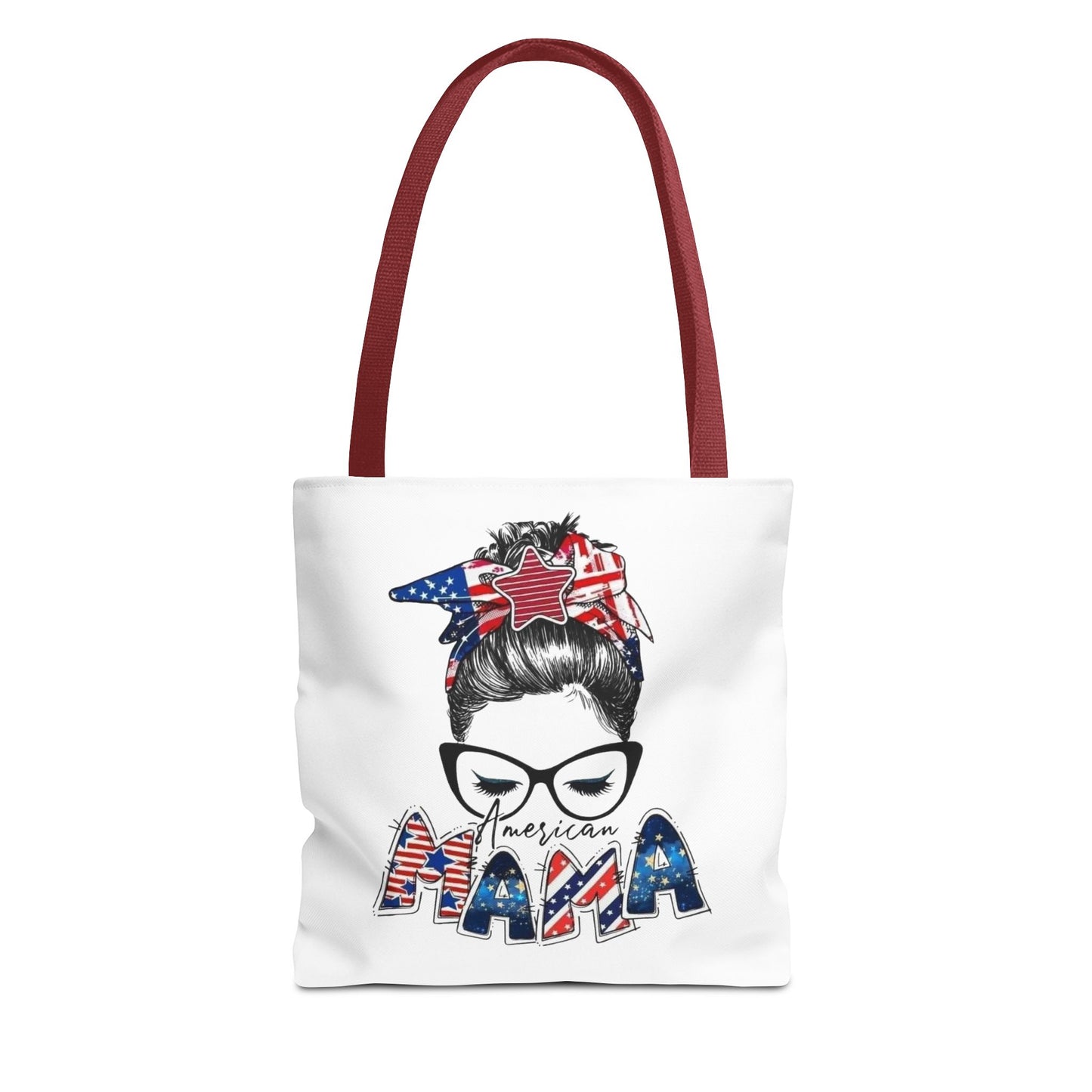 #250 Mama USA Flag Messy Bun Tote Bag
