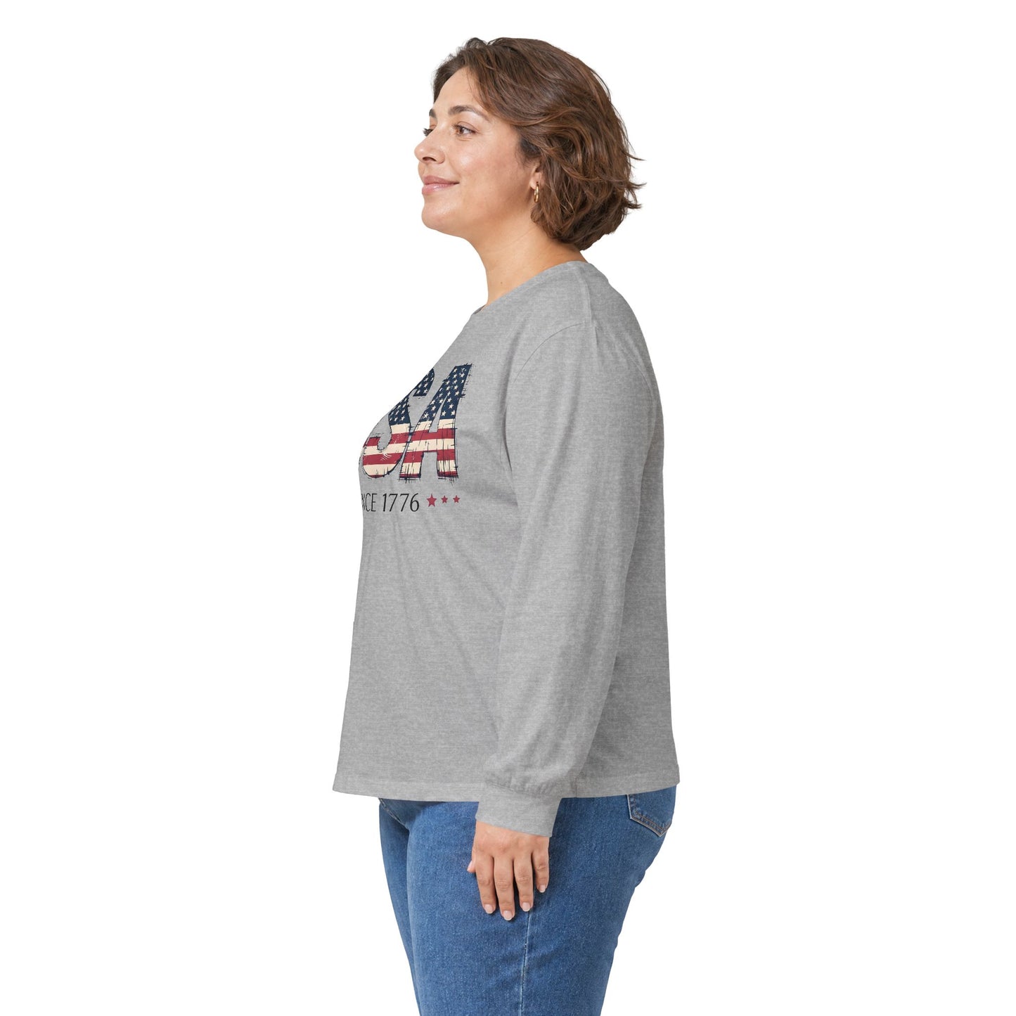 #250 USA Flag "USA Since 1776" Patriotic Long Sleeve Tee