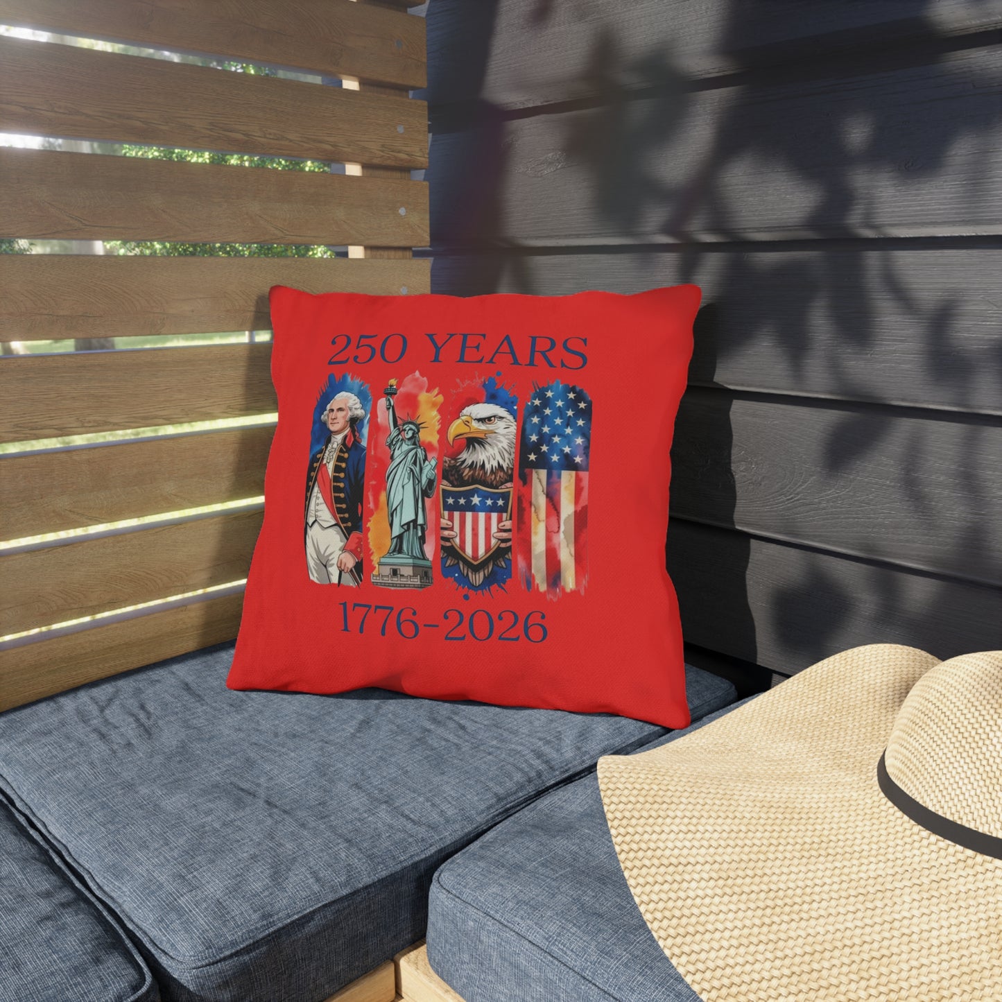 #250 250 Years American History Celebration 1776–2026 Patriotic Outdoor Throw Pillow