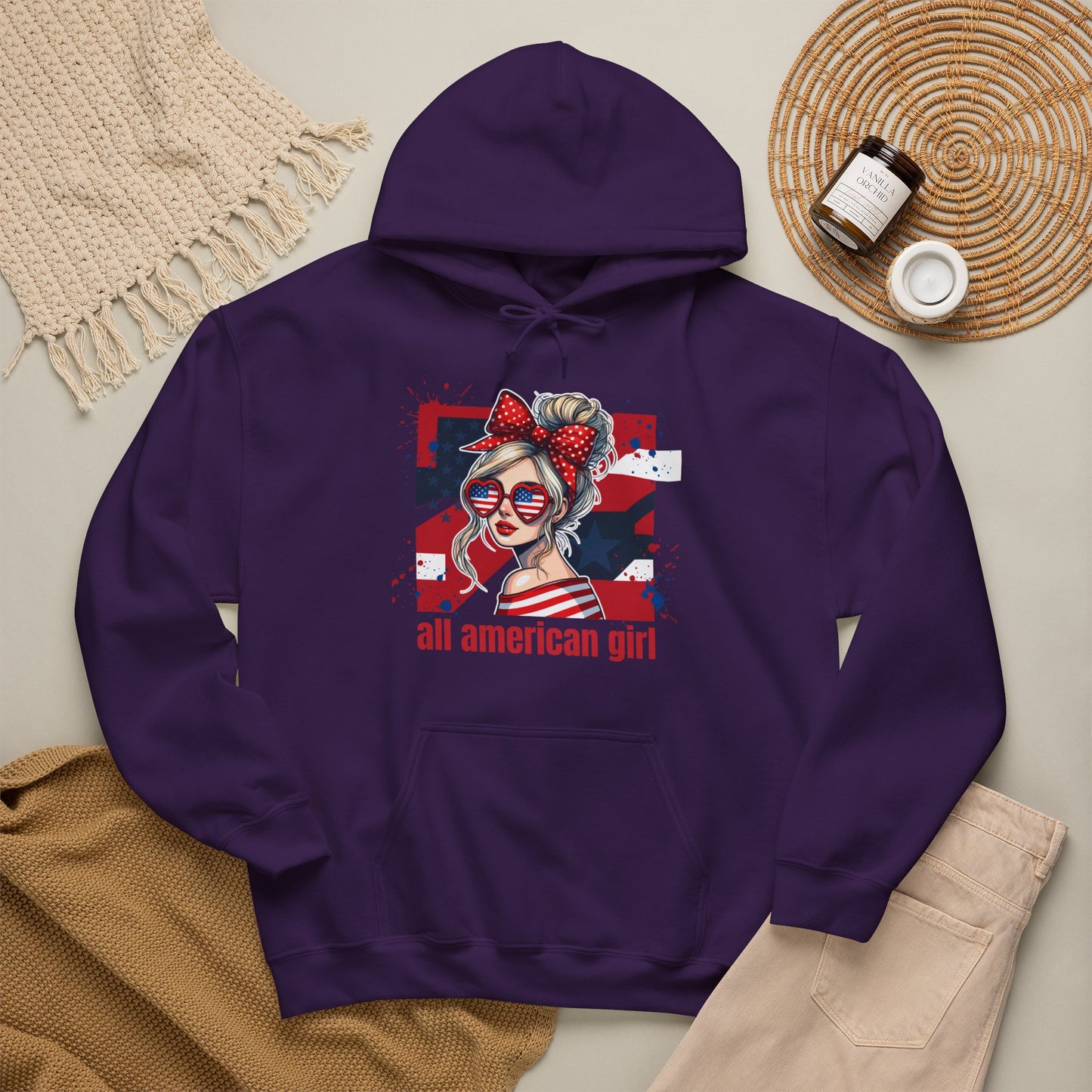 #250 All American Girl Patriotic Hoodie
