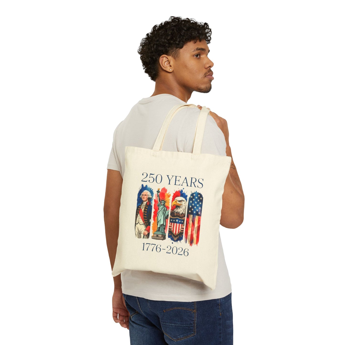 #250 250 Years American History Celebration 1776–2026 Patriotic Canvas Tote