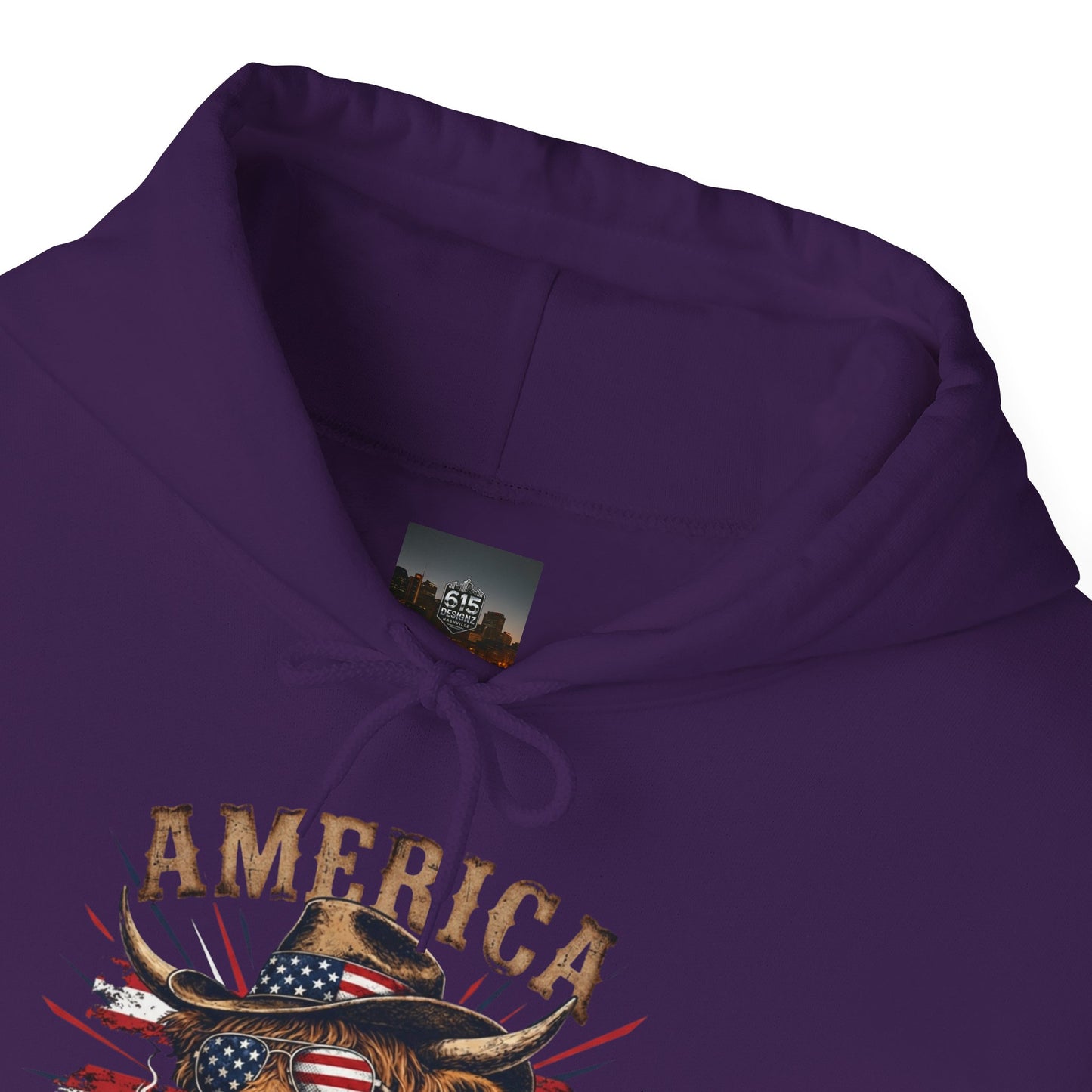 #250 America 250 Strong Patriotic Bull with American Flag Hoodie