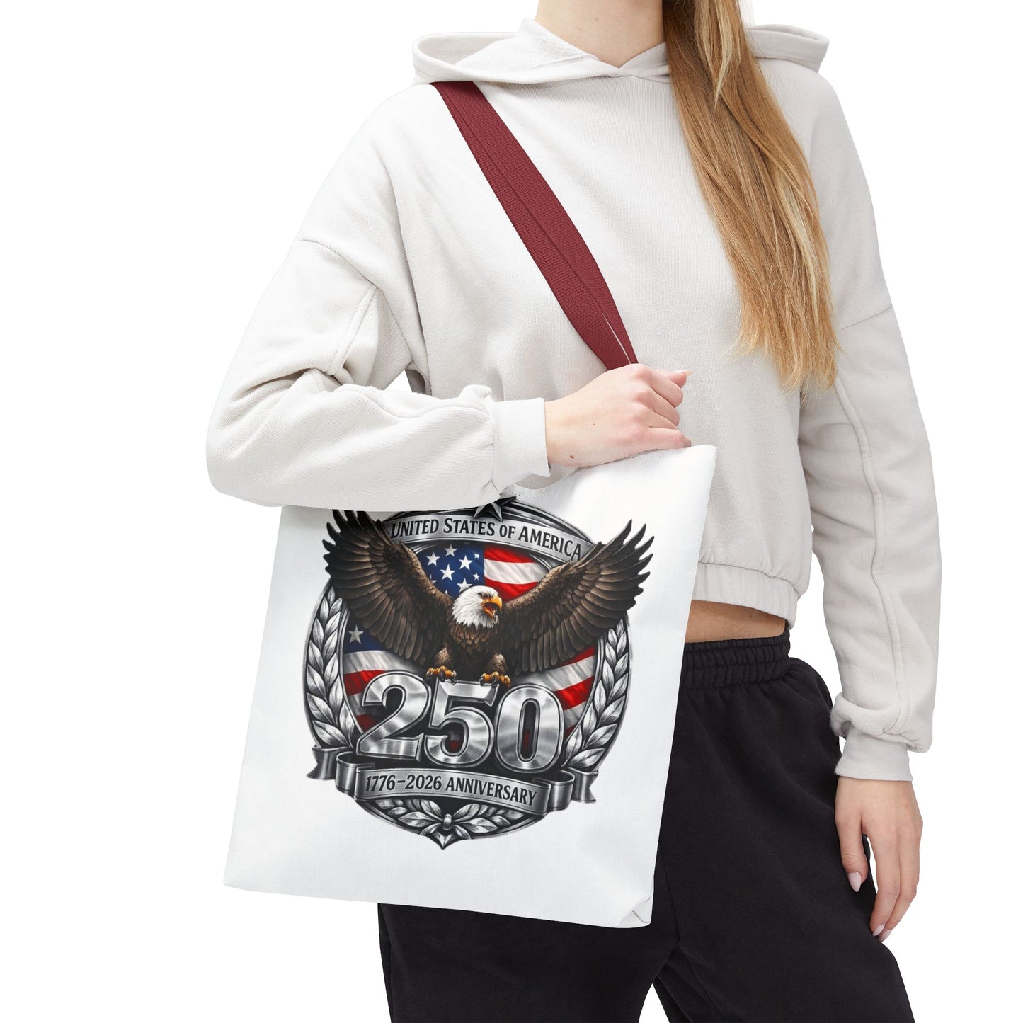 #250 Patriotic Bald Eagle 250 United States Emblem Tote Bag