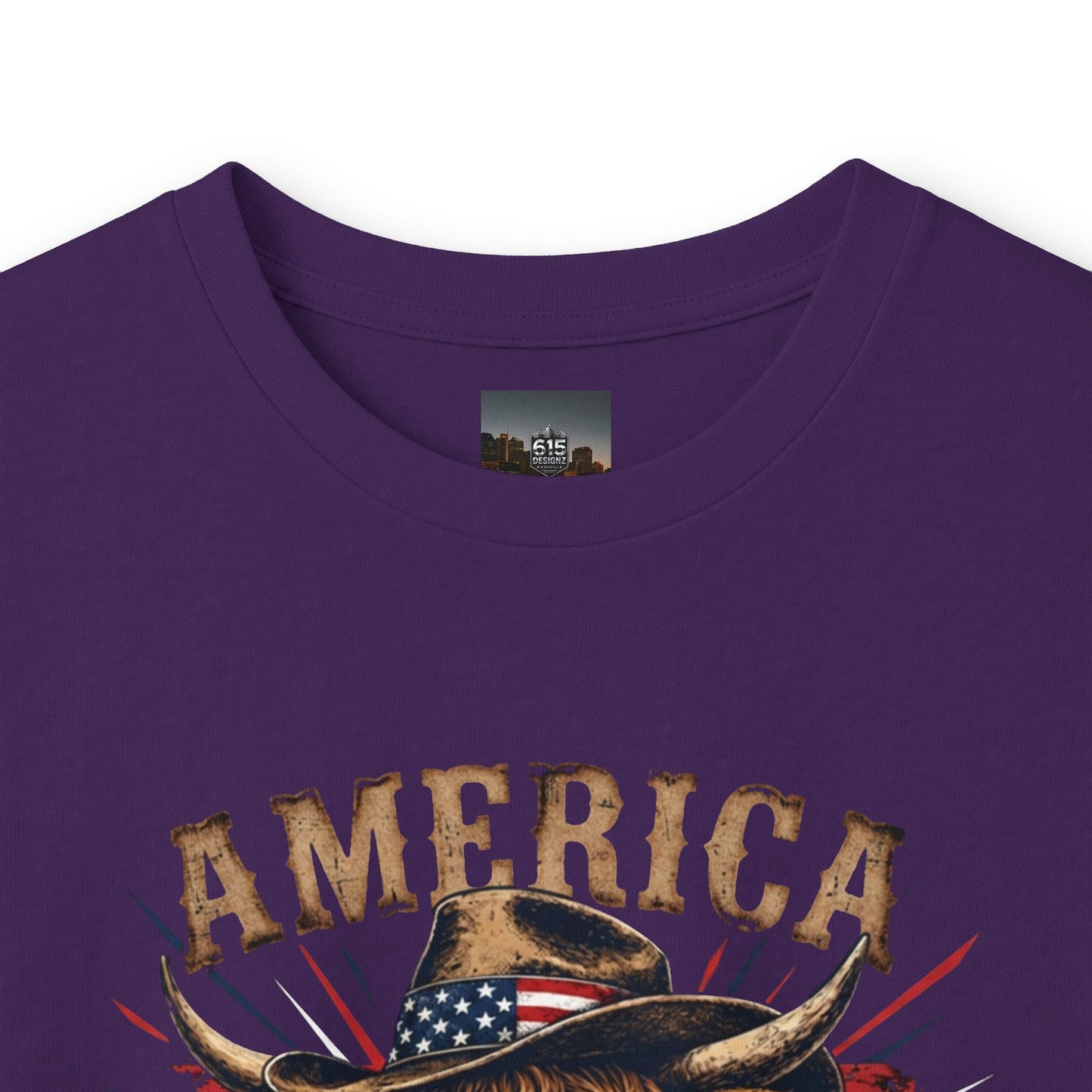 #250 America 250 Strong Patriotic Bull with American Flag Long Sleeve Tee