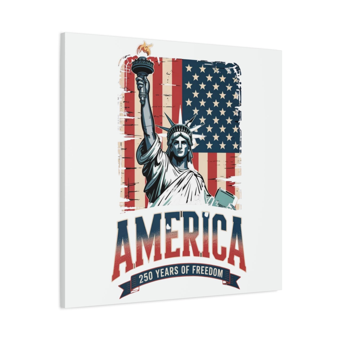 #250 Statue of Liberty American Flag 'America' Patriotic Independence Day Matte Canvas Wall Art