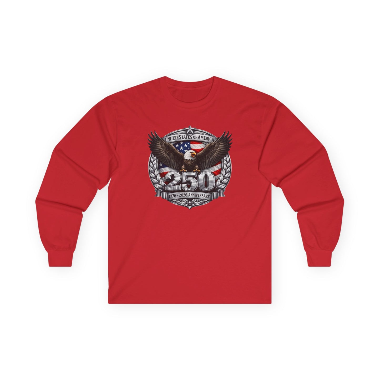 #250 Patriotic Bald Eagle 250 United States Emblem Long Sleeve Tee