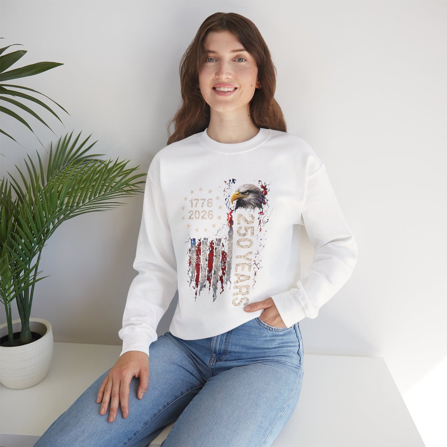 #250 1776-2026 250 Years USA Bicentennial Eagle Crewneck Sweatshirt