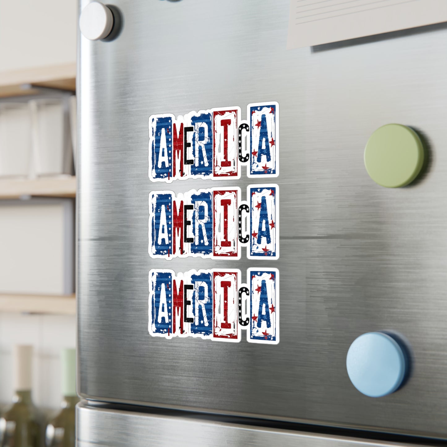 #250 America Retro Block Text Patriotic Kiss-Cut Vinyl Decal – Red White & Blue Sticker