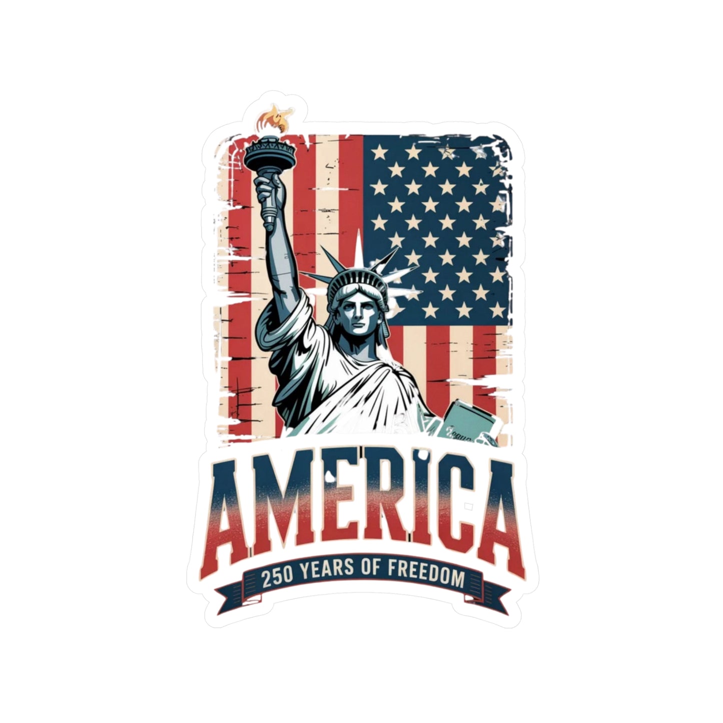#250 Statue of Liberty American Flag 'America' Patriotic Independence Day Vinyl Kiss-Cut Decal