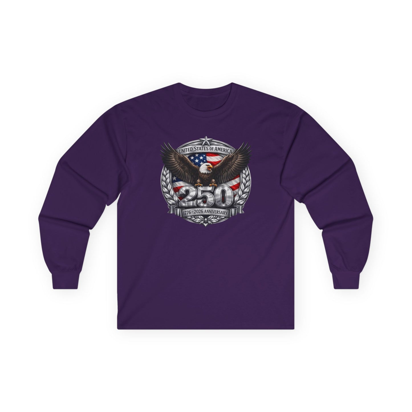 #250 Patriotic Bald Eagle 250 United States Emblem Long Sleeve Tee