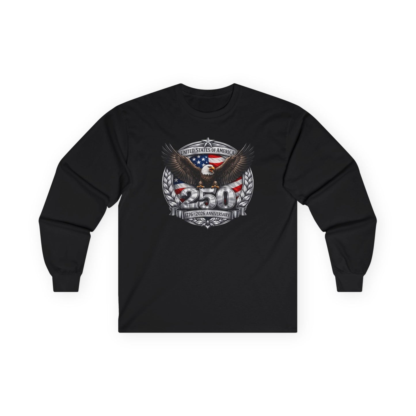 #250 Patriotic Bald Eagle 250 United States Emblem Long Sleeve Tee