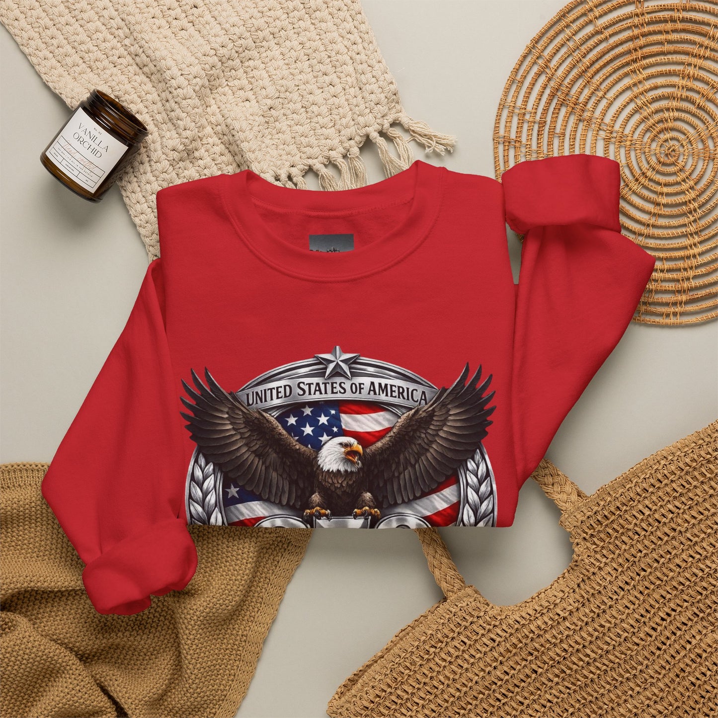 #250 Patriotic Bald Eagle 250 United States Emblem Crewneck Sweatshirt