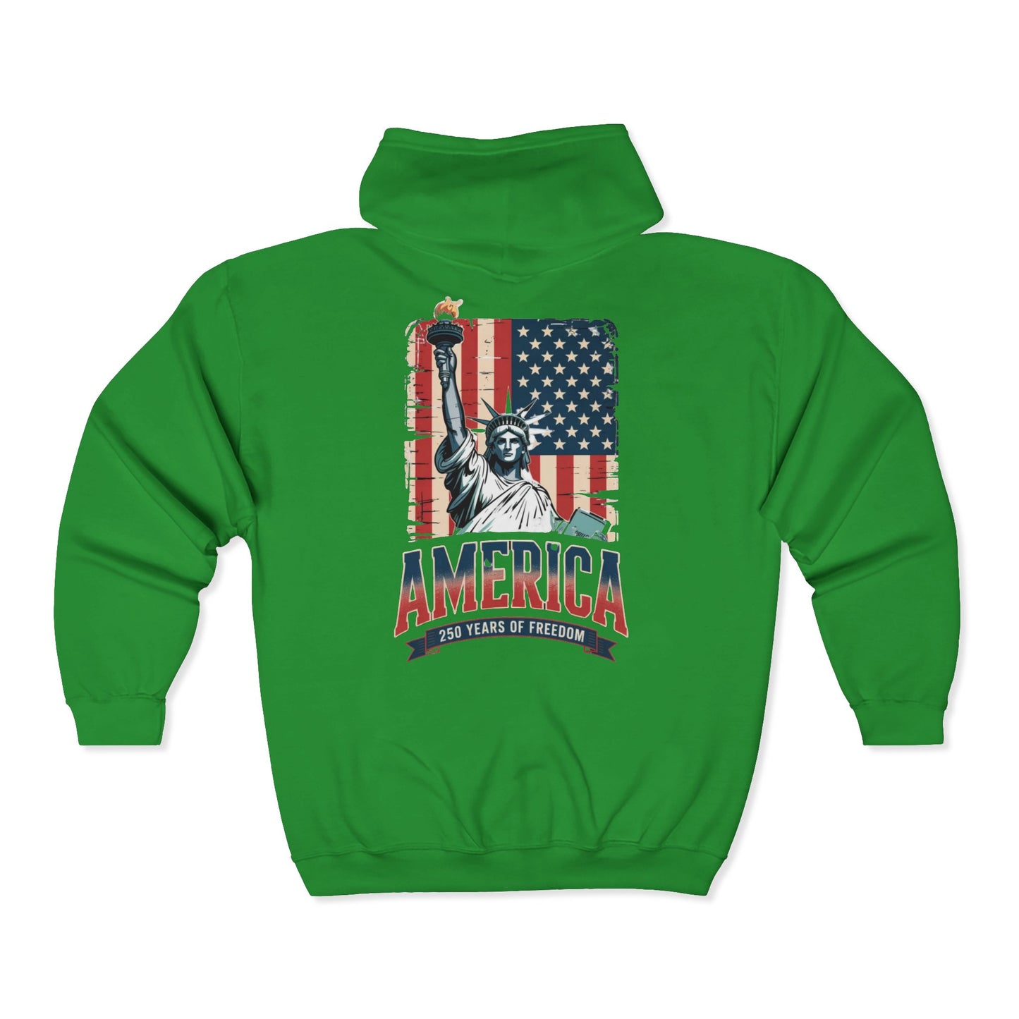 #250 Statue of Liberty American Flag 'America' Patriotic Independence Day Zip Hoodie