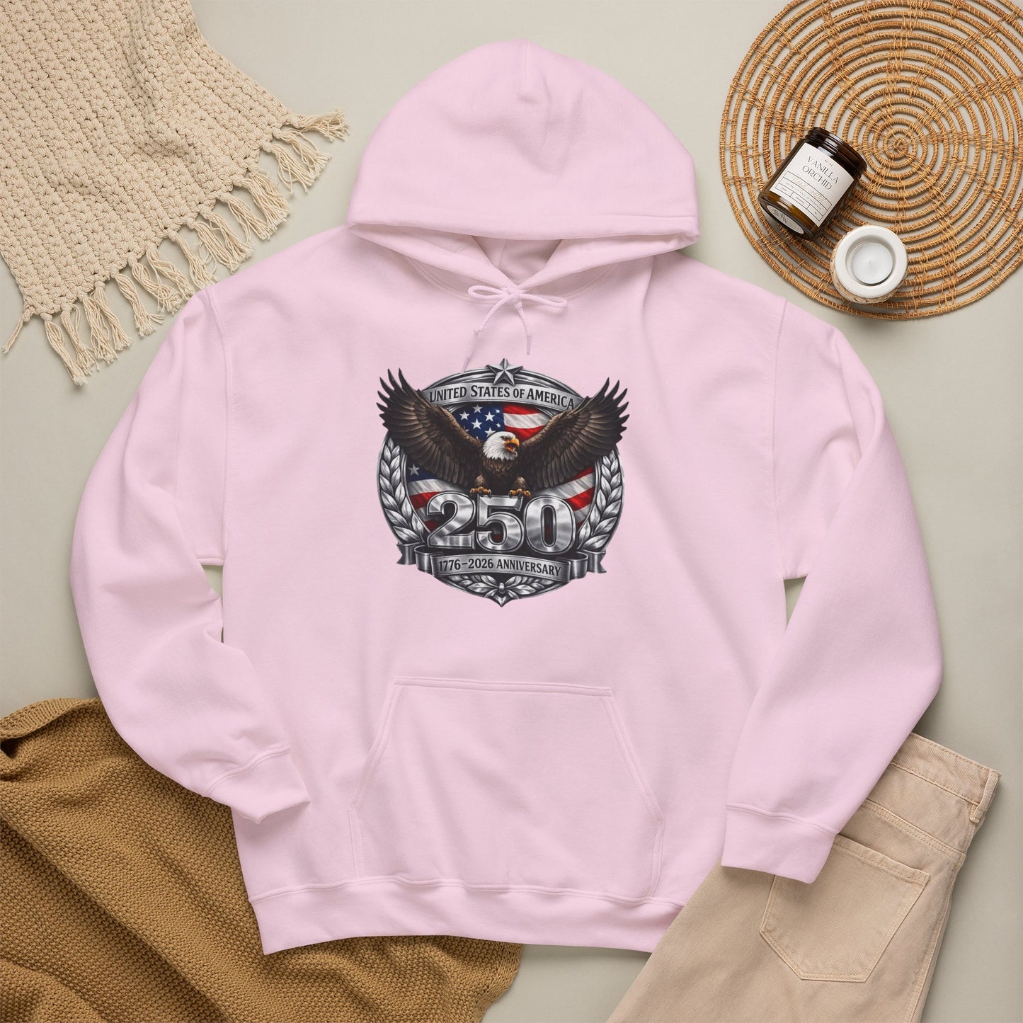 #250 Patriotic Bald Eagle 250 United States Emblem Hoodie