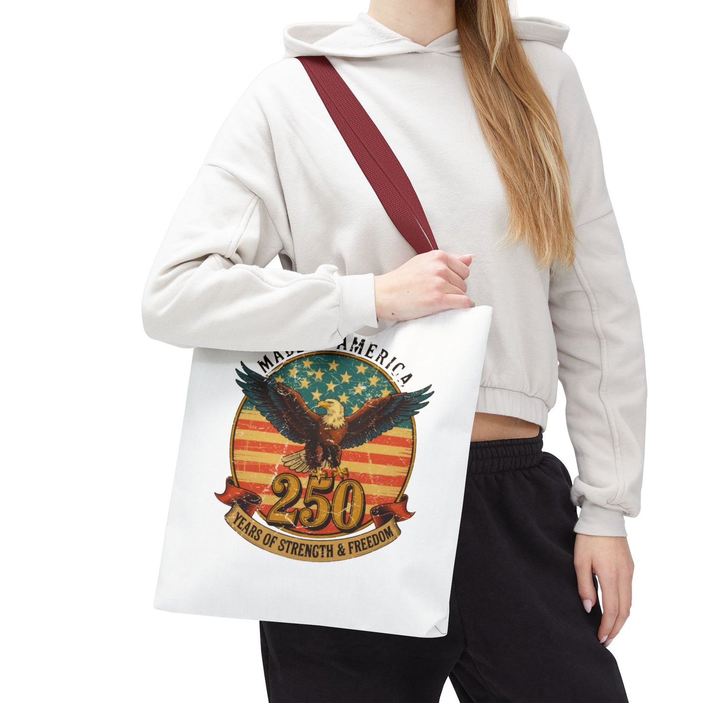 #250 Made in America Eagle 250th Anniversary Patriotic Tote Bag
