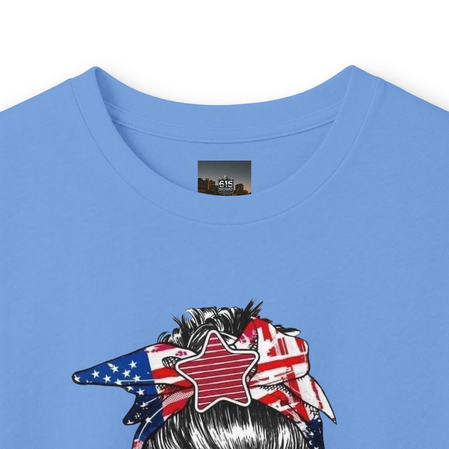 #250 Mama USA Flag Messy Bunn Long Sleeve Tee