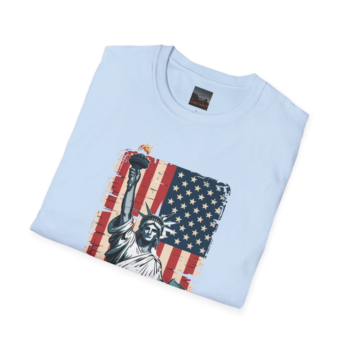 #250 Statue of Liberty American Flag 'America' Patriotic Independence Day T‑Shirt