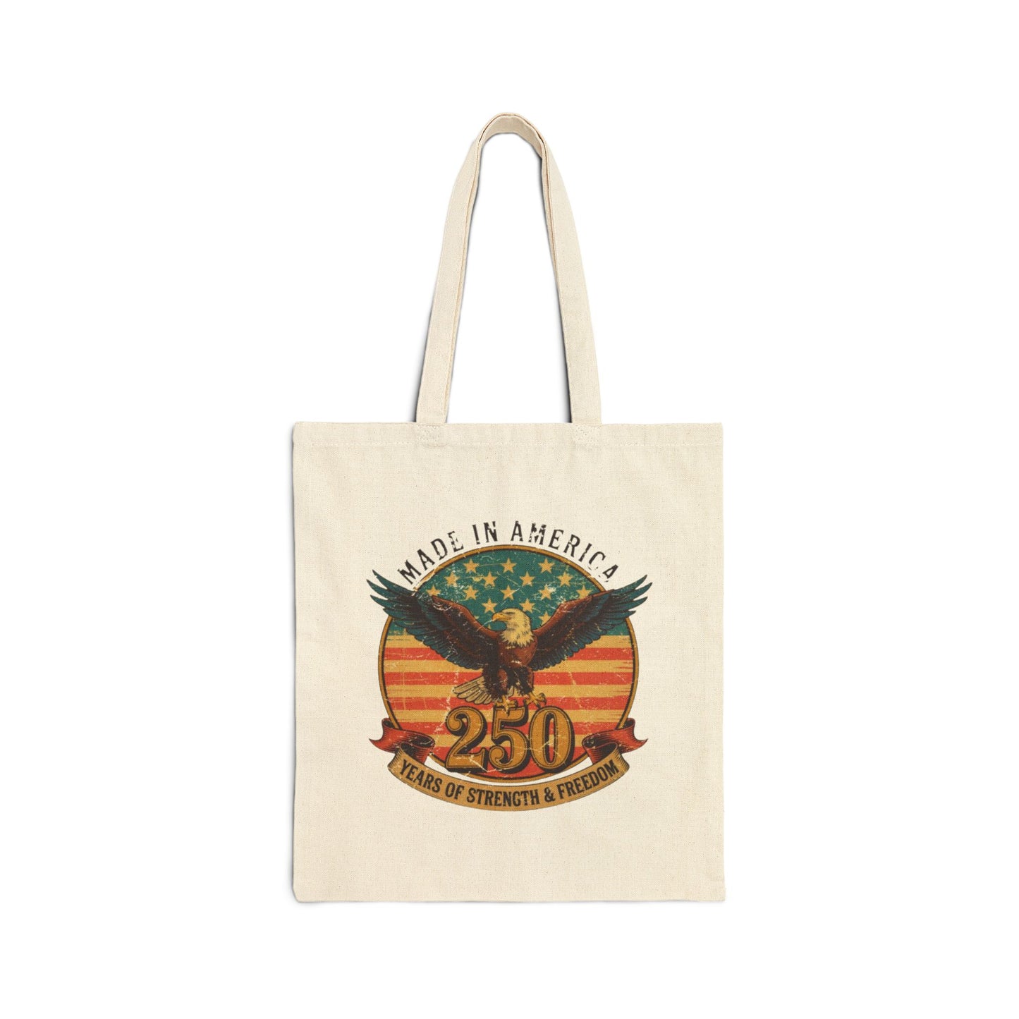 #250 Made in America Eagle 250th Anniversary Patriotic Canvas Tote