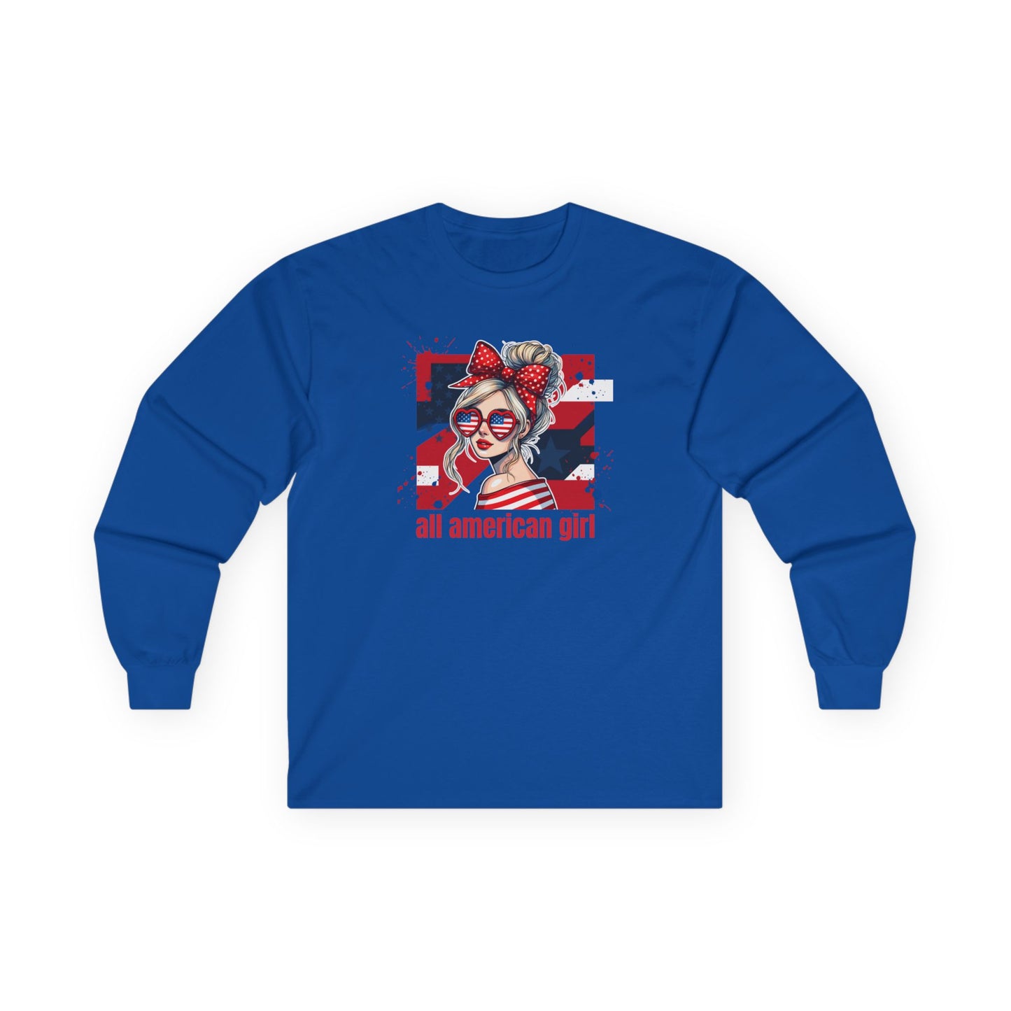 #250 All American Girl Patriotic Long Sleeve Tee