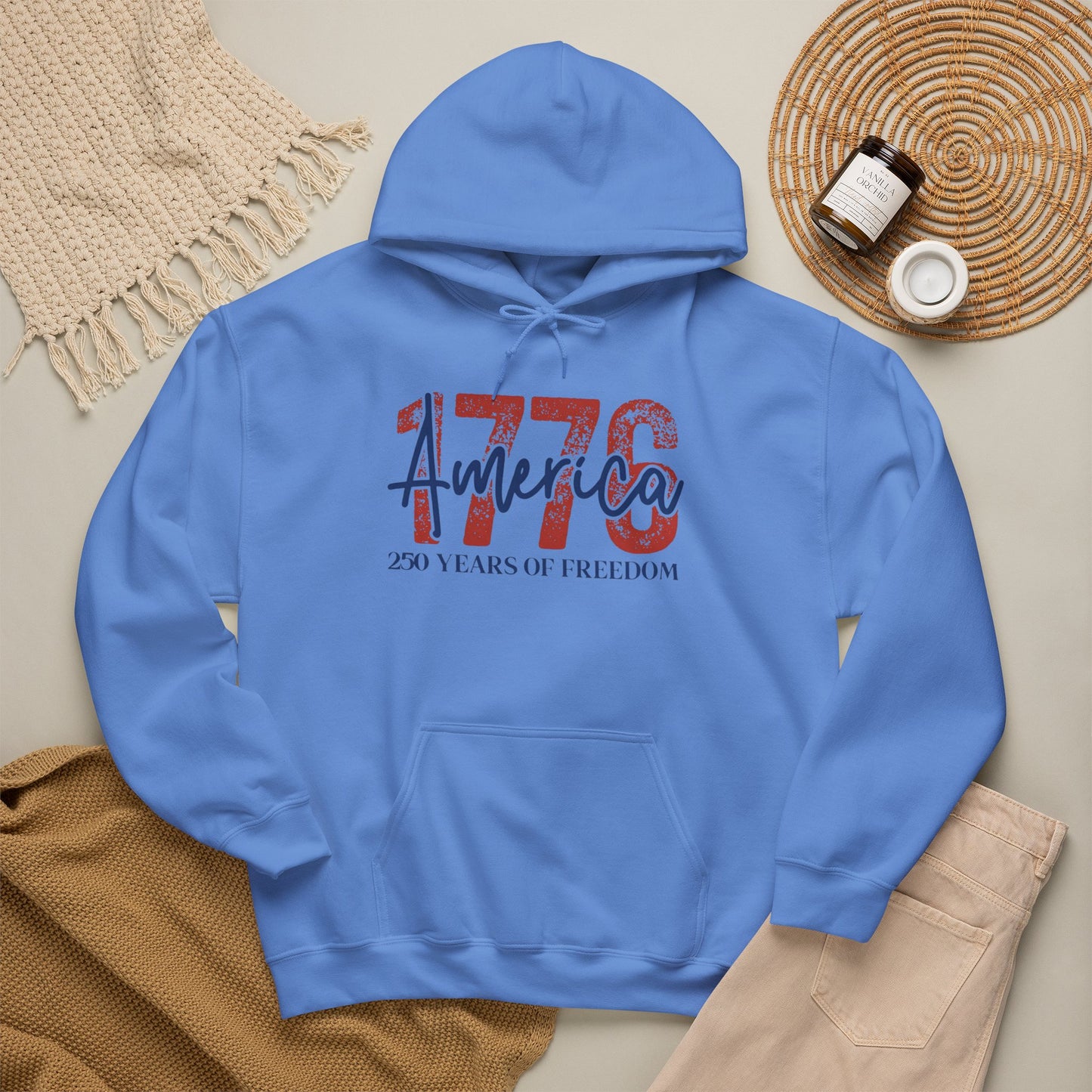 #250 1776 America: 250 Years of Freedom' Patriotic Independence Day Hoodie
