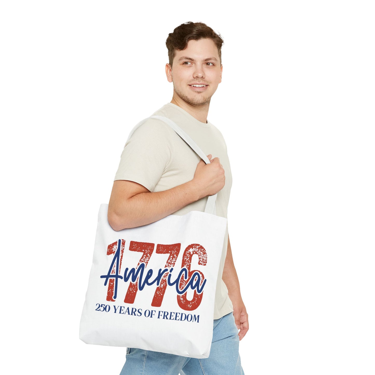 #250 1776 America: 250 Years of Freedom' Patriotic Independence Day Tote Bag