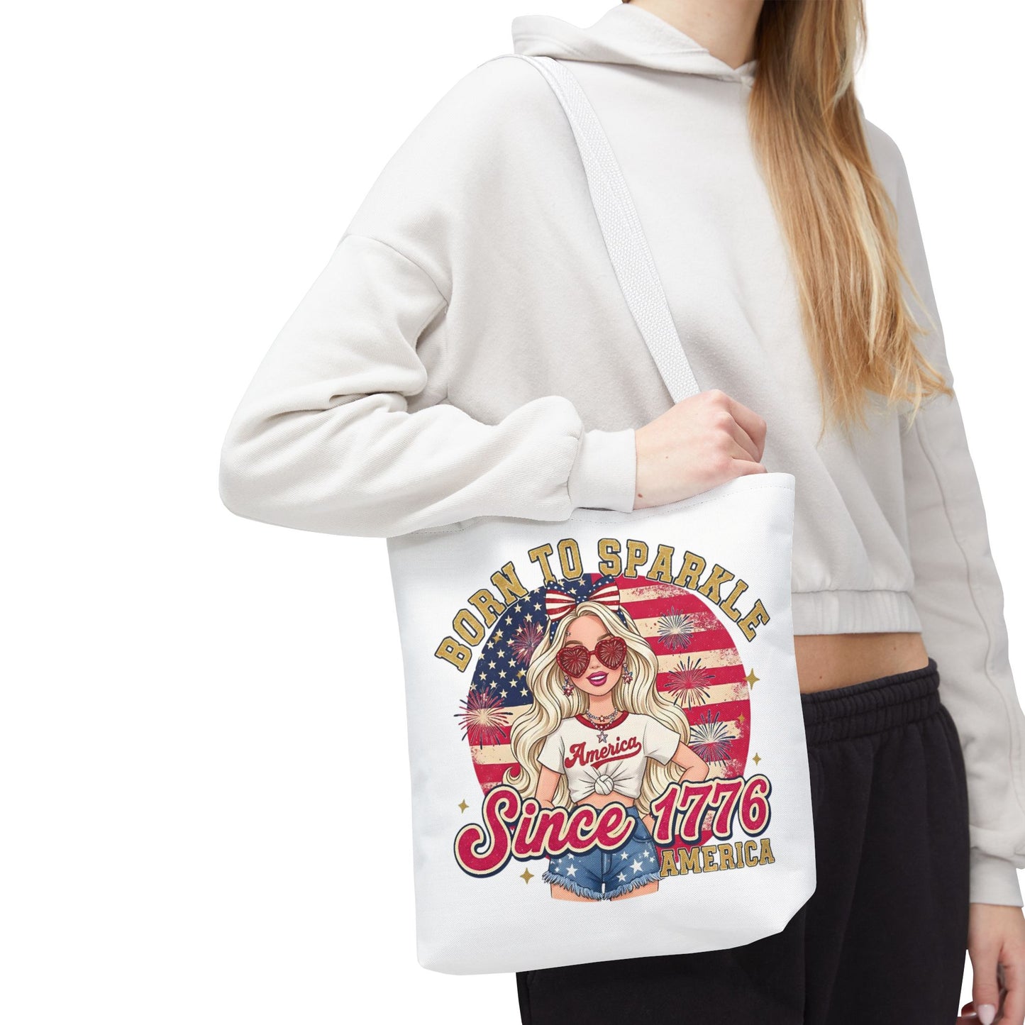 #250 "Born to Sparkle Since 1776" Patriotic Tote Bag