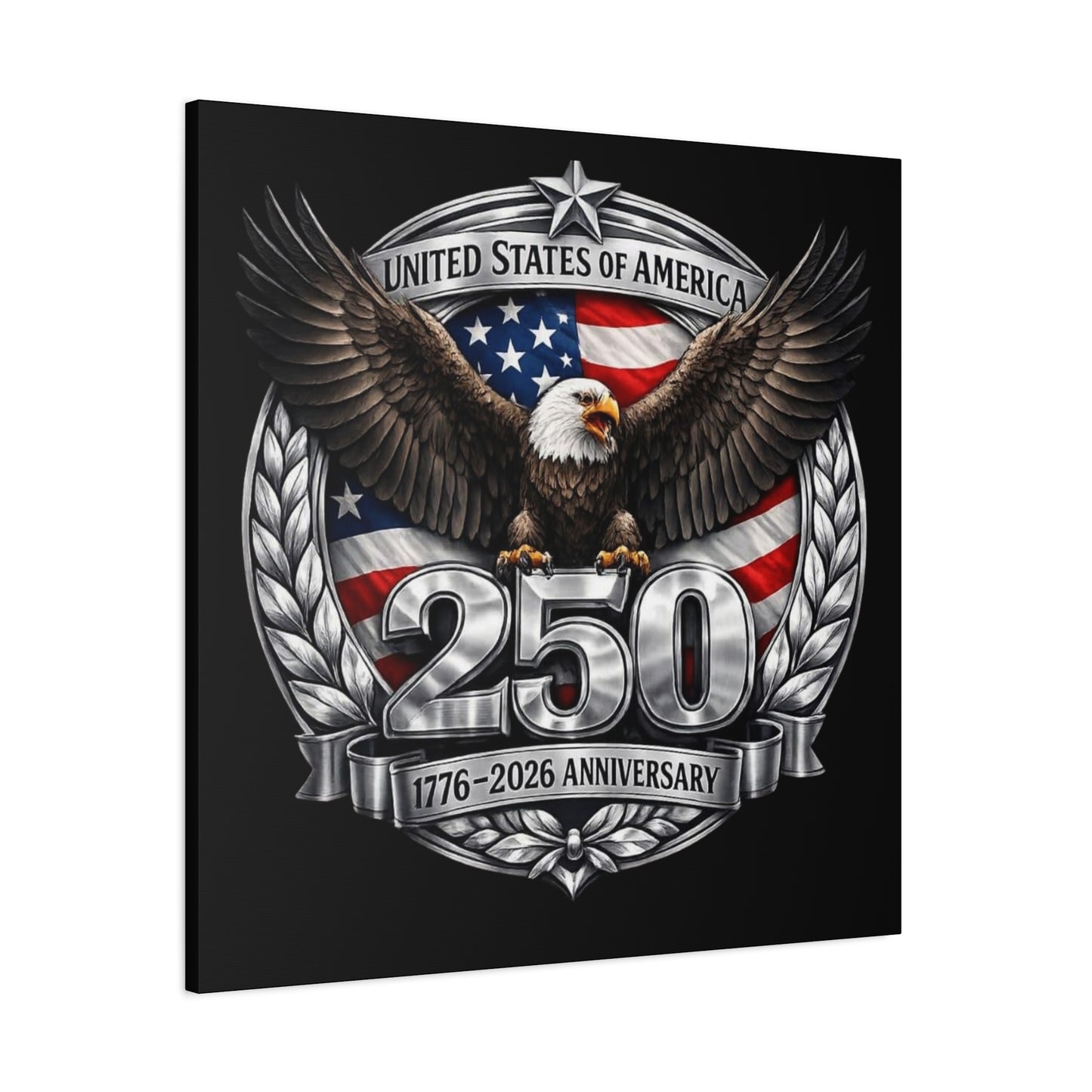 #250 Patriotic Bald Eagle 250 United States Emblem Matte Canvas Wall Art