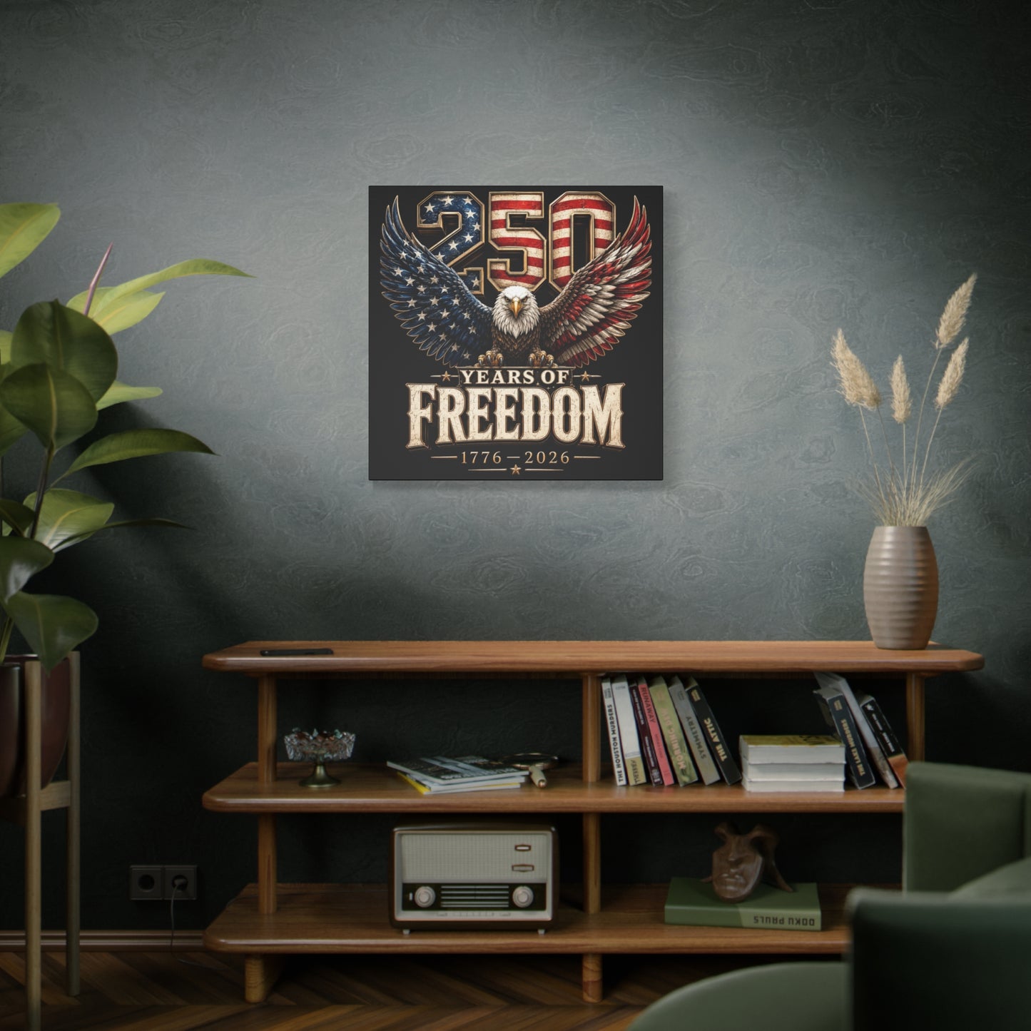 #250 250 Years of Freedom Eagle Patriotic American Flag Anniversary (1776–2026) Matte Canvas Wall Art
