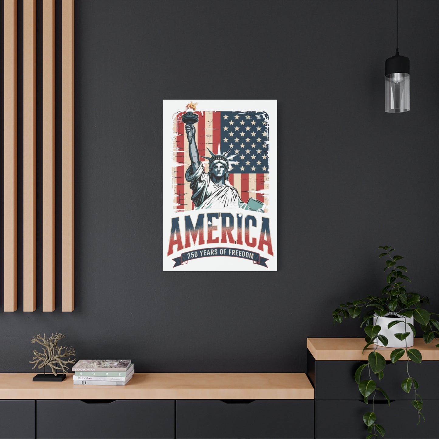 #250 Statue of Liberty American Flag 'America' Patriotic Independence Day Matte Canvas Wall Art
