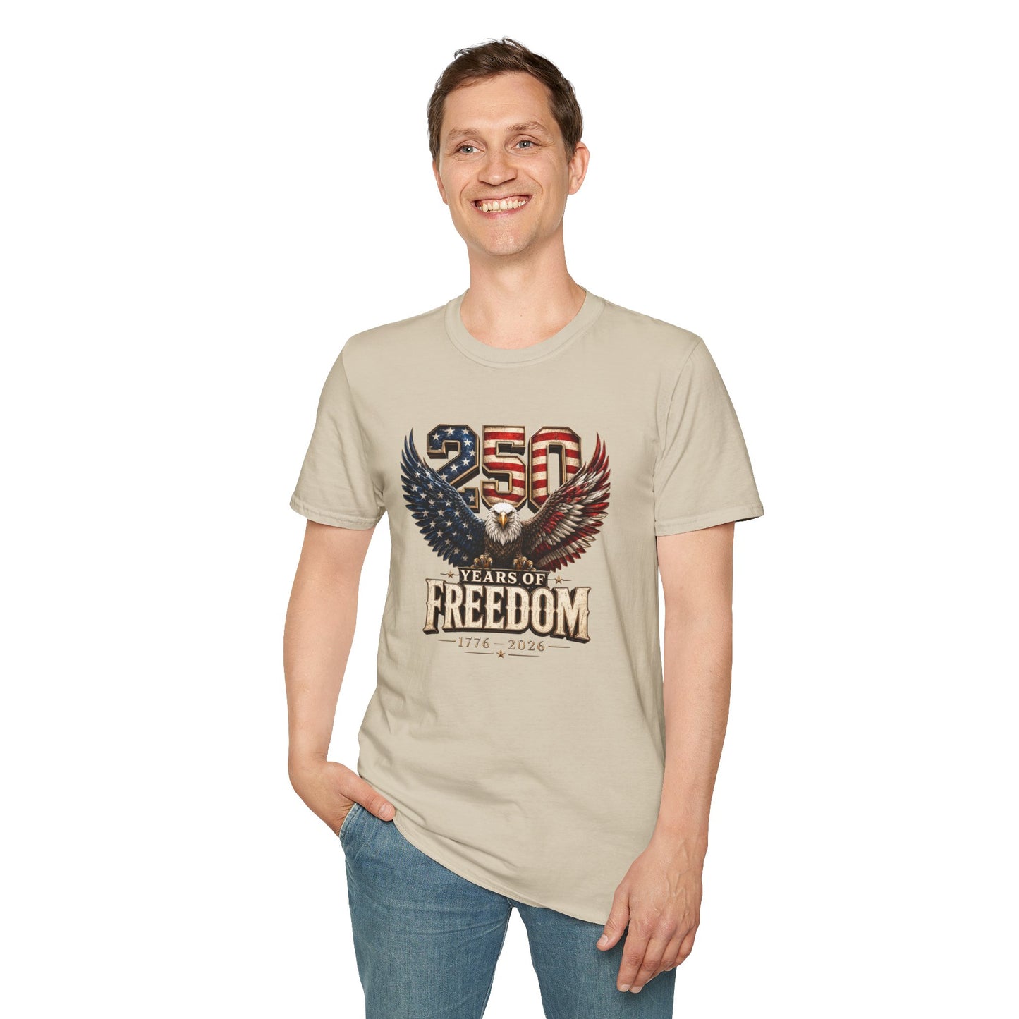 #250 250 Years of Freedom Eagle Patriotic American Flag Anniversary (1776–2026) T-Shirt