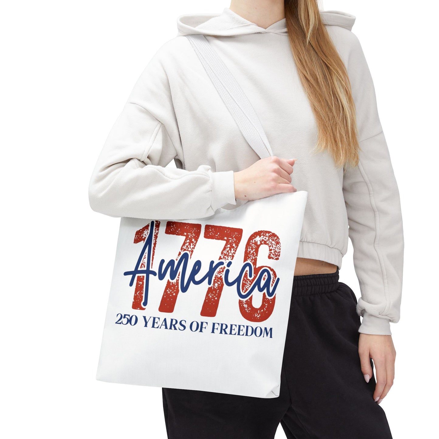 #250 1776 America: 250 Years of Freedom' Patriotic Independence Day Tote Bag