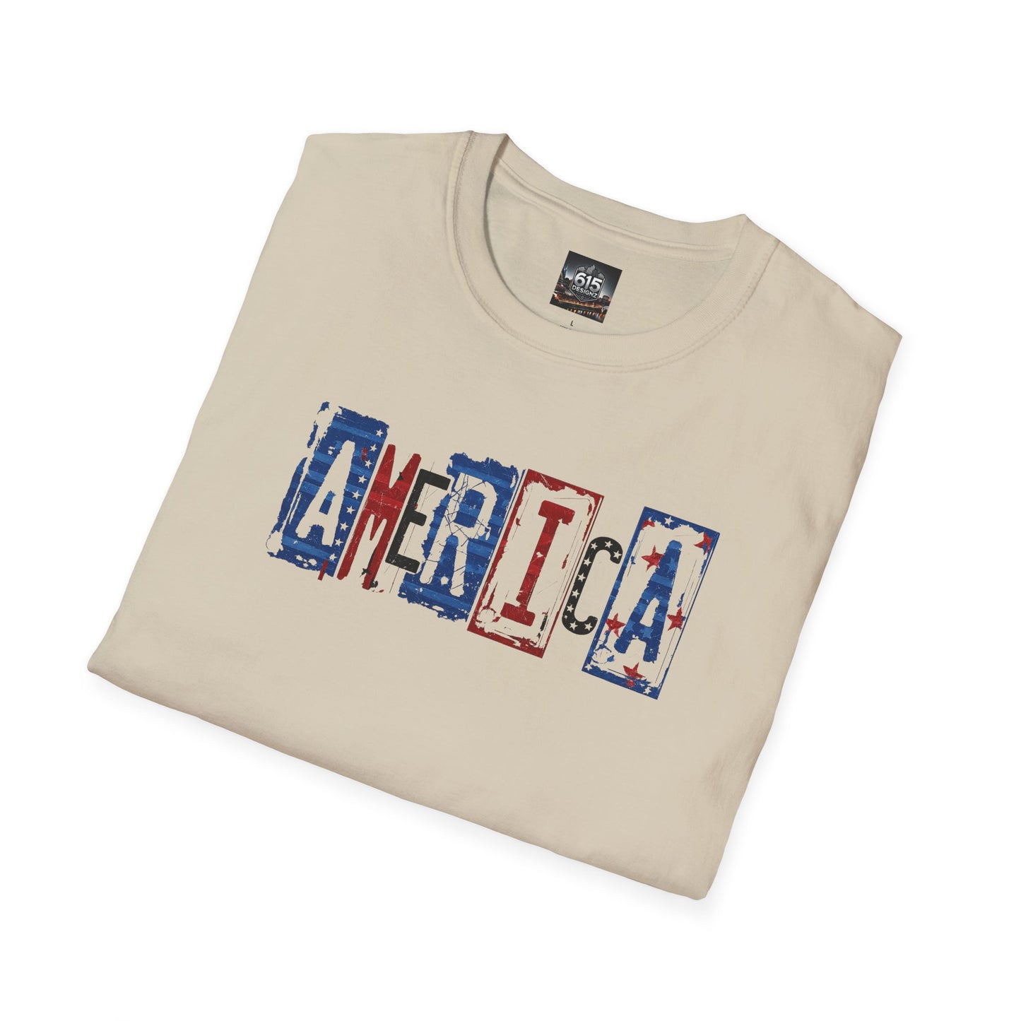 #250 America Retro Block Text Patriotic T-Shirt