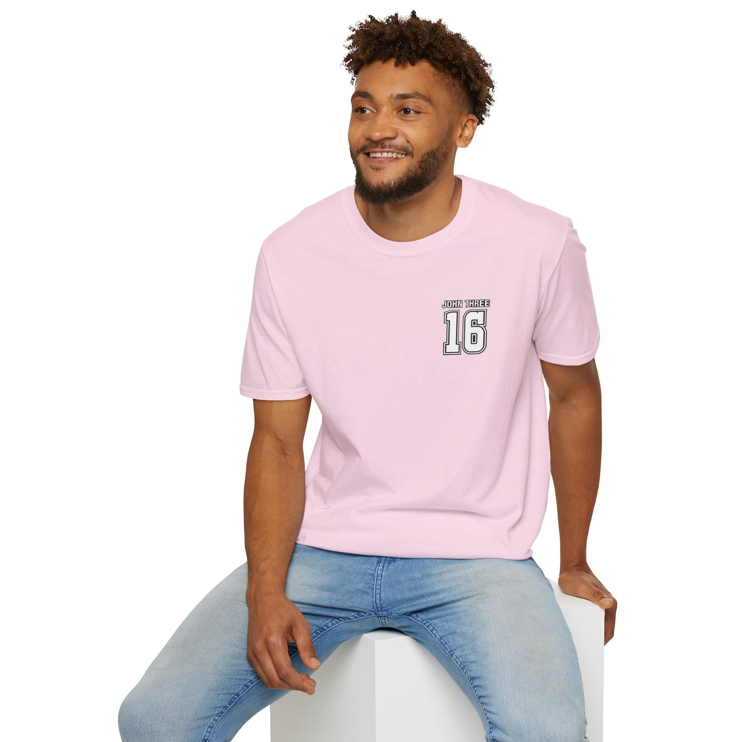 John Three 16 Chest and Back Jersey Print with Scripture Tee