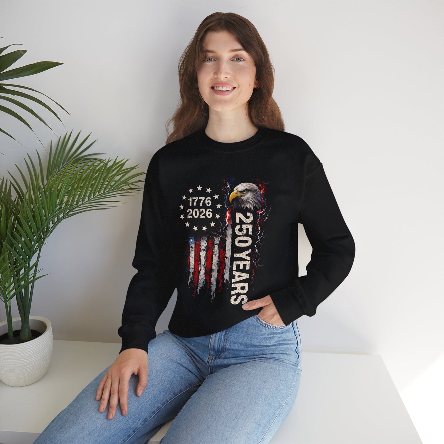 #250 1776-2026 250 Years USA Bicentennial Eagle Crewneck Sweatshirt