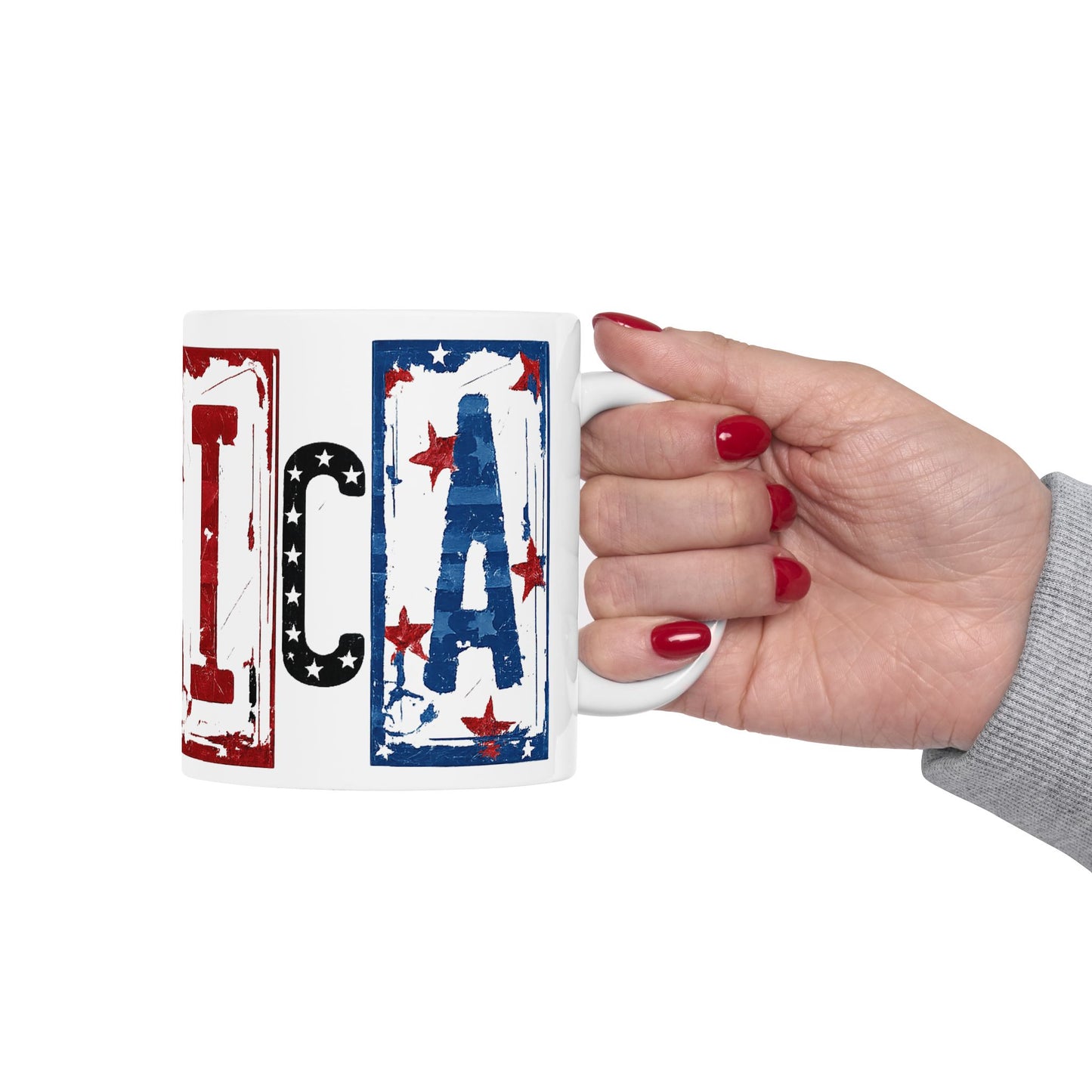 #250 America Retro Block Text Liberty Patriotic Ceramic Mug 15oz